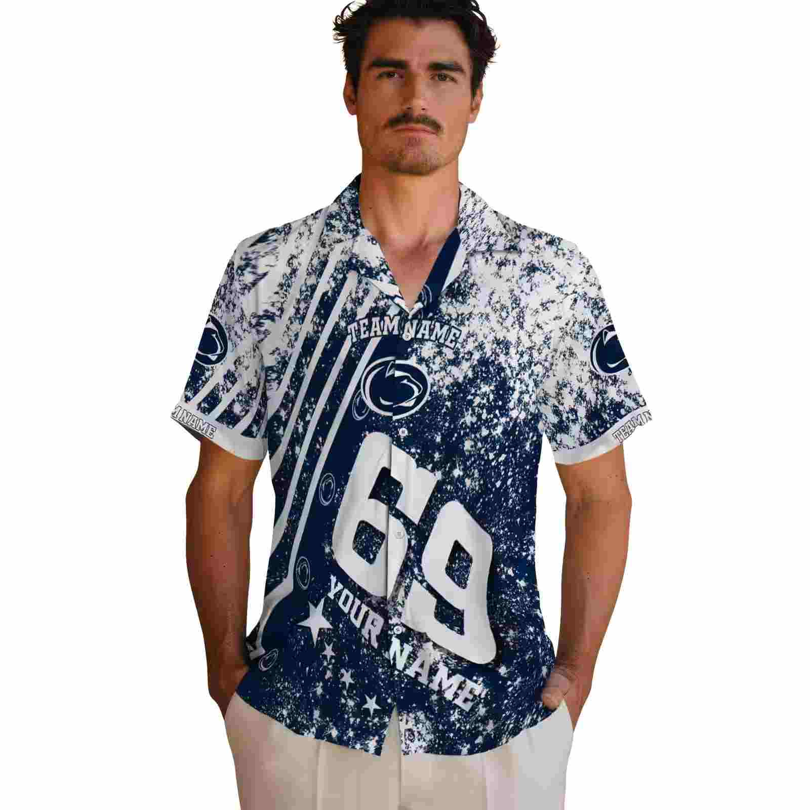 custom penn state nittany lions star stripes blue hawaiian shirt fashion forward