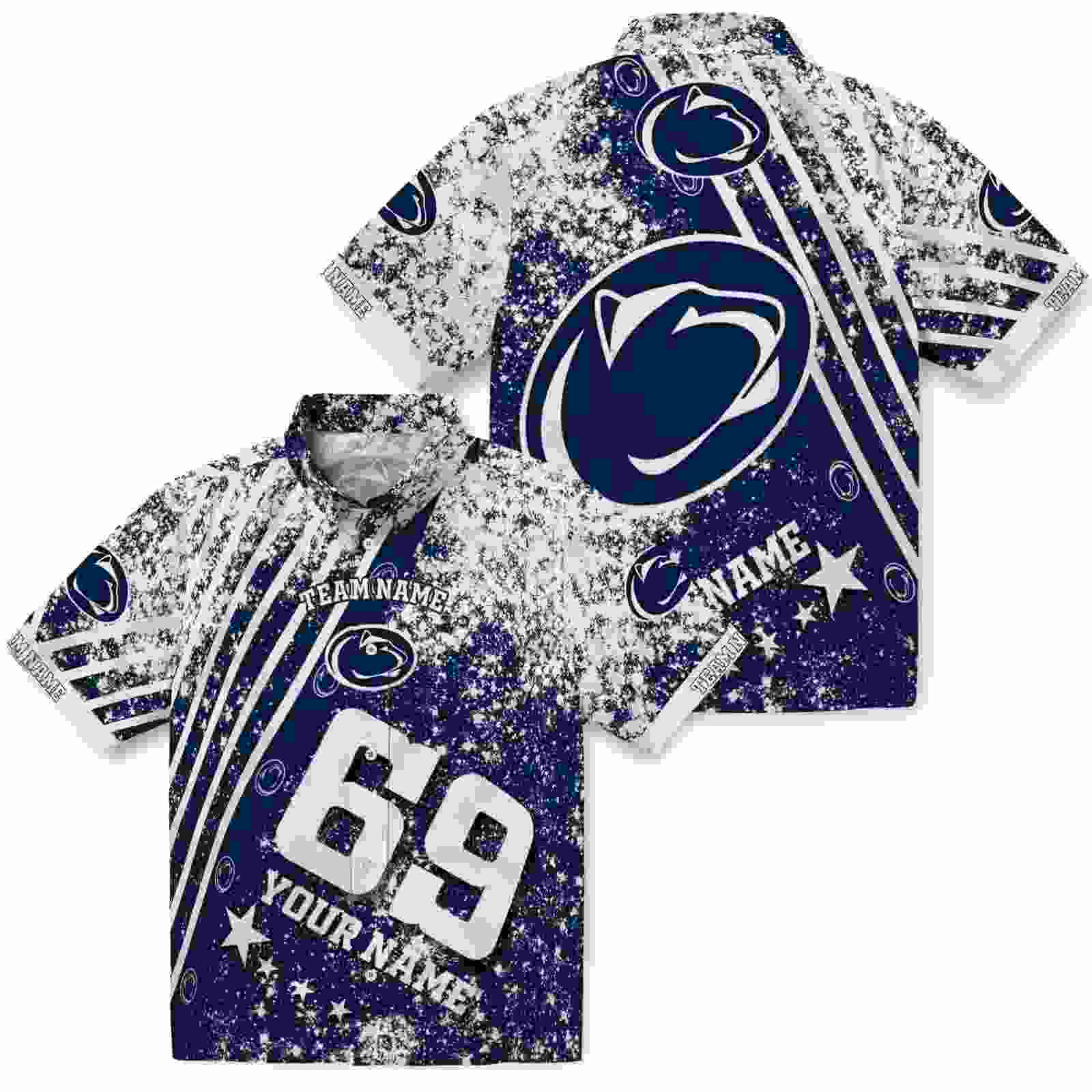 custom penn state nittany lions star stripes blue hawaiian shirt high quality