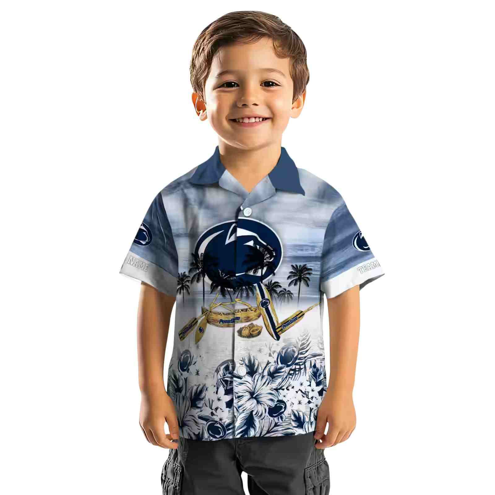 custom penn state nittany lions tropical canoe blue hawaiian shirt top rated