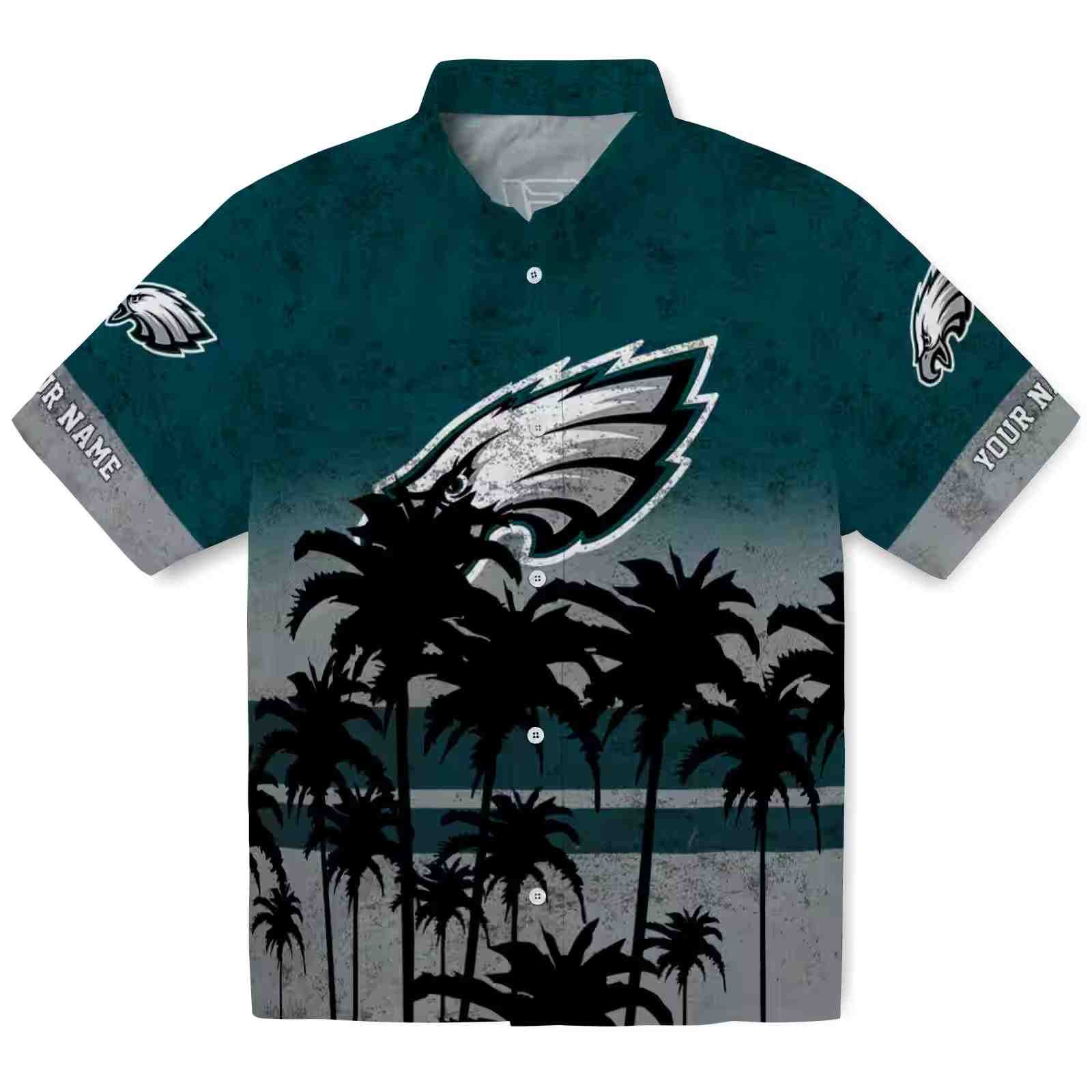 Custom Philadelphia Eagles Sunset Pattern Green Black Hawaiian Shirt