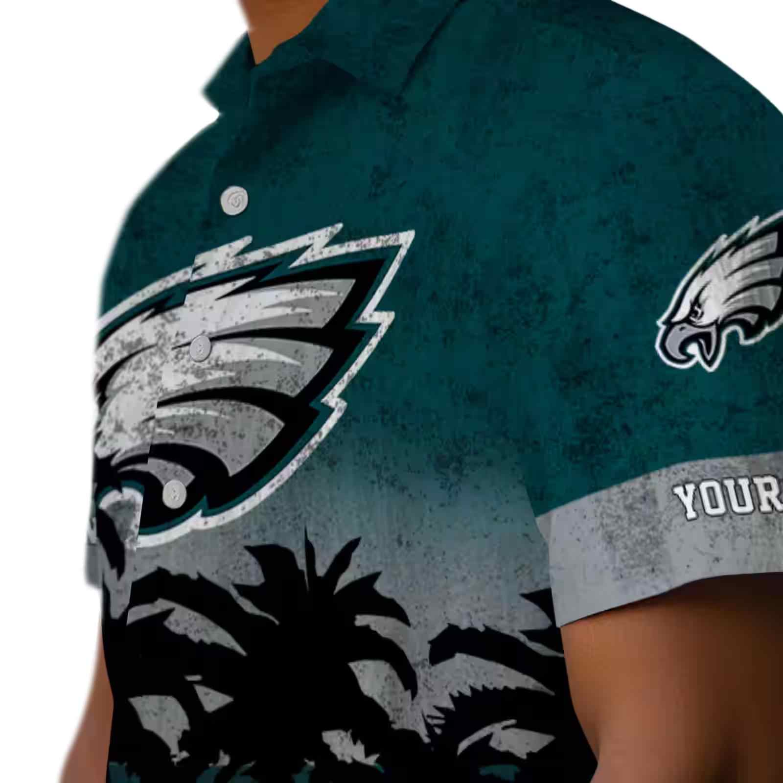 custom philadelphia eagles sunset pattern green black hawaiian shirt trendy