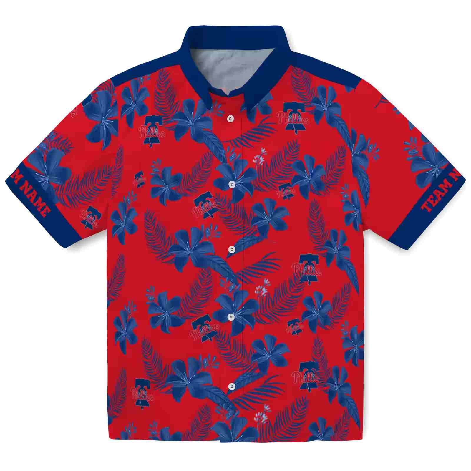 Custom Philadelphia Phillies Botanical Print Red Hawaiian Shirt