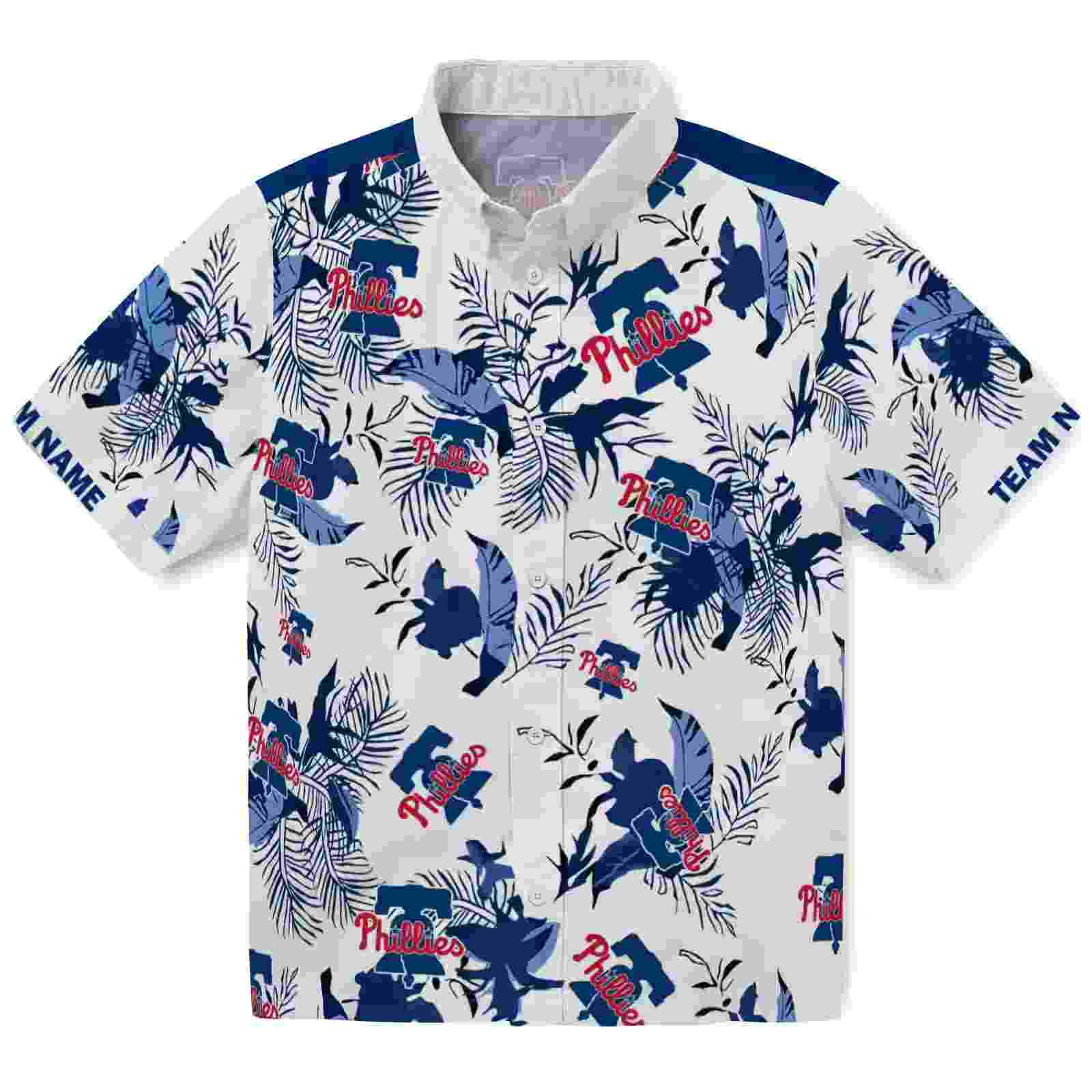 Custom Philadelphia Phillies Botanical Theme Blue White Hawaiian Shirt