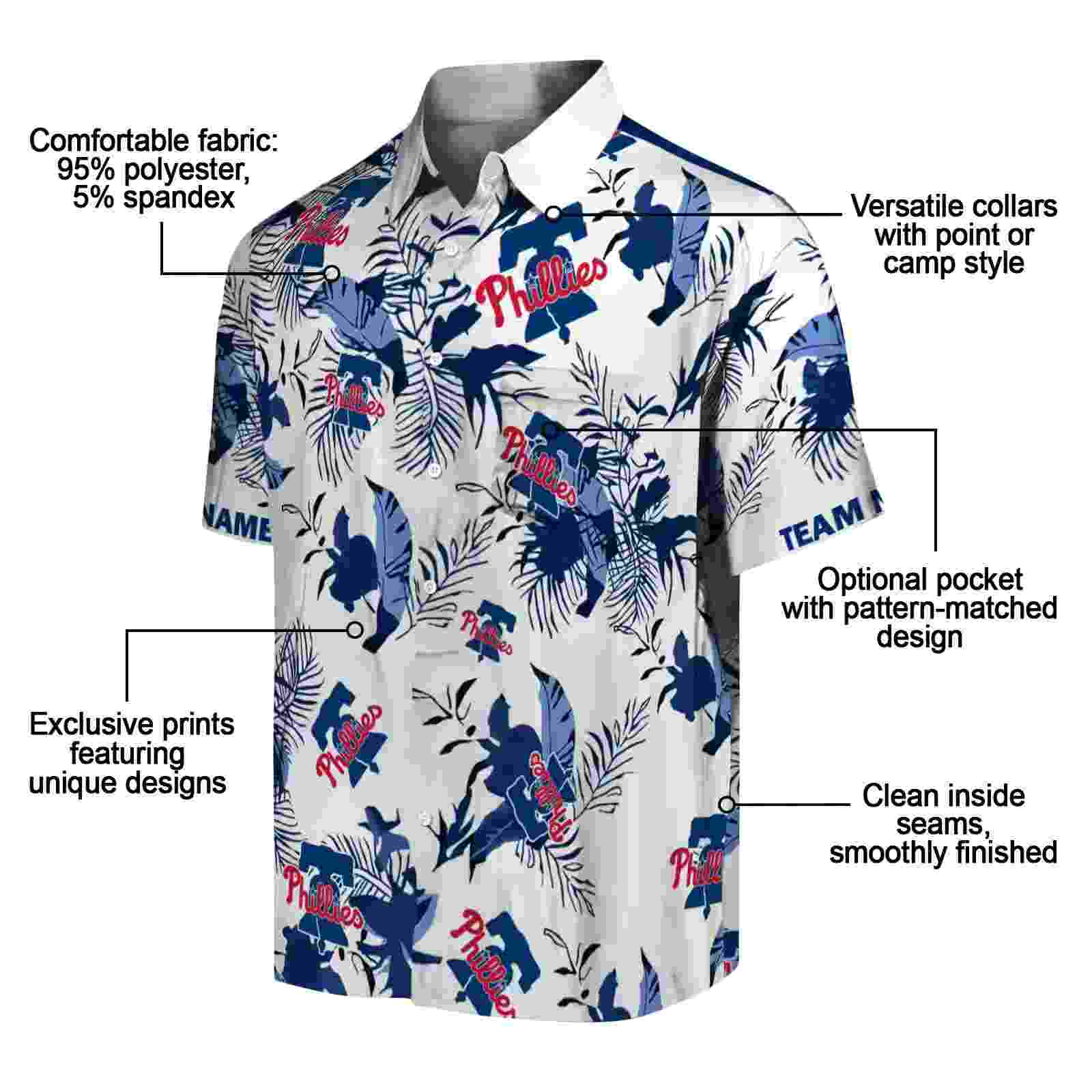 custom philadelphia phillies botanical theme blue white hawaiian shirt new arrival