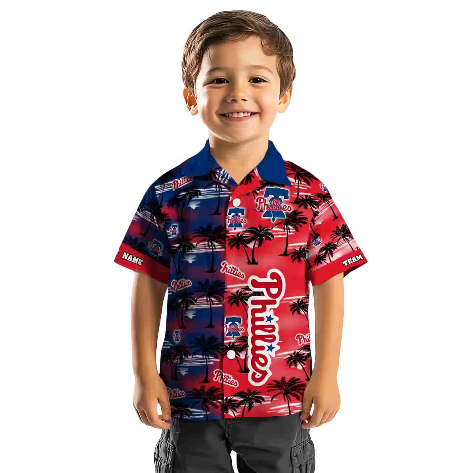 custom philadelphia phillies palm silhouettes blue hawaiian shirt top rated