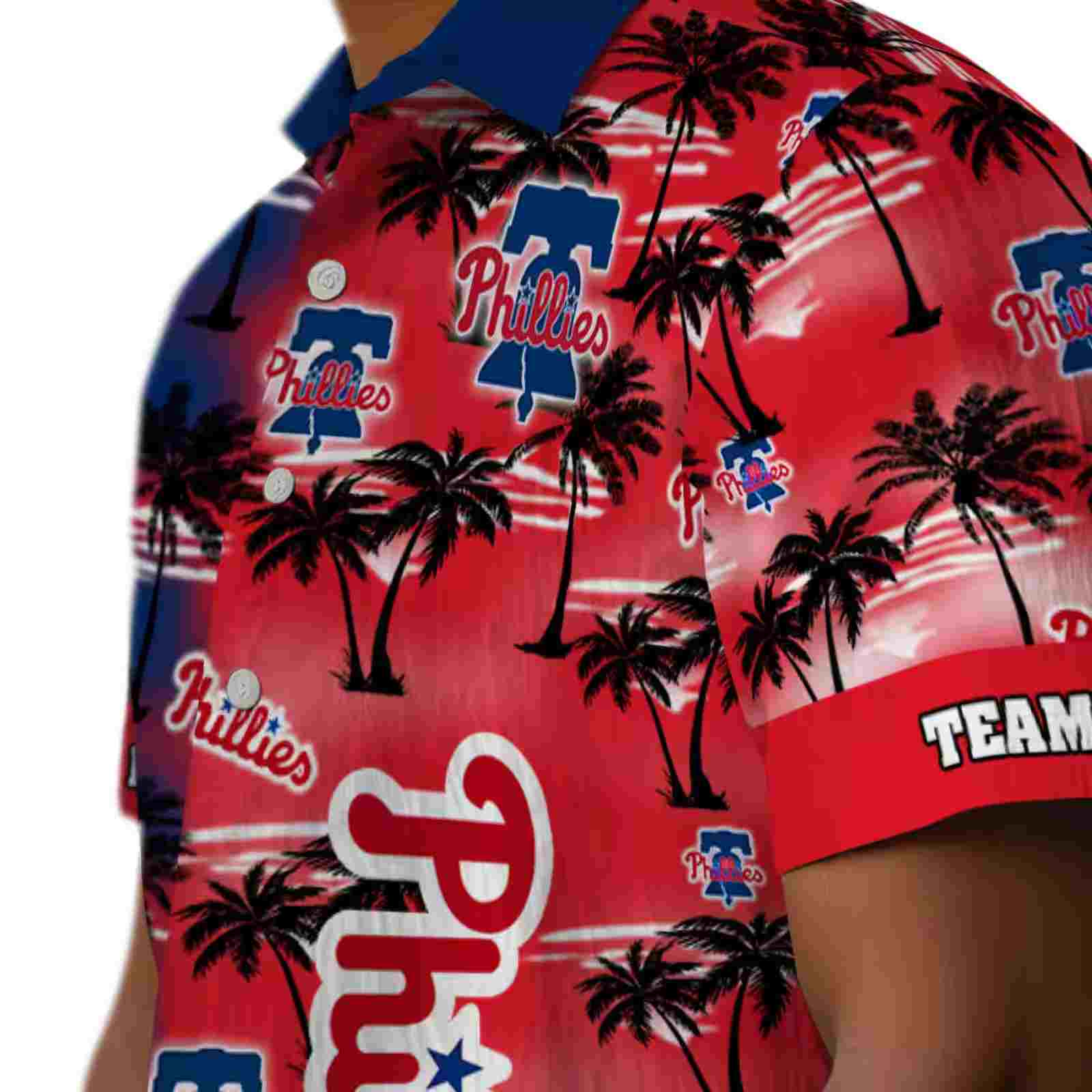 custom philadelphia phillies palm silhouettes blue hawaiian shirt trendy