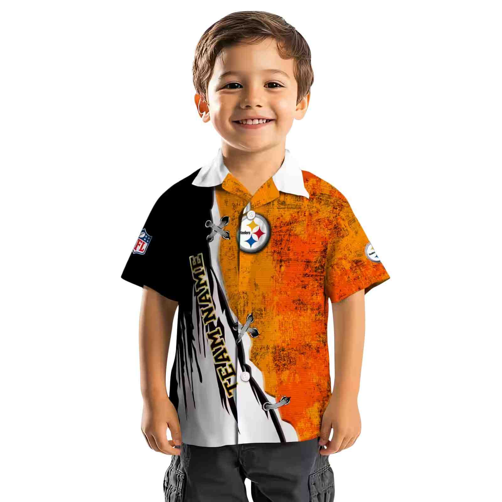 custom pittsburgh steelers edgy streaks gold white hawaiian shirt top rated