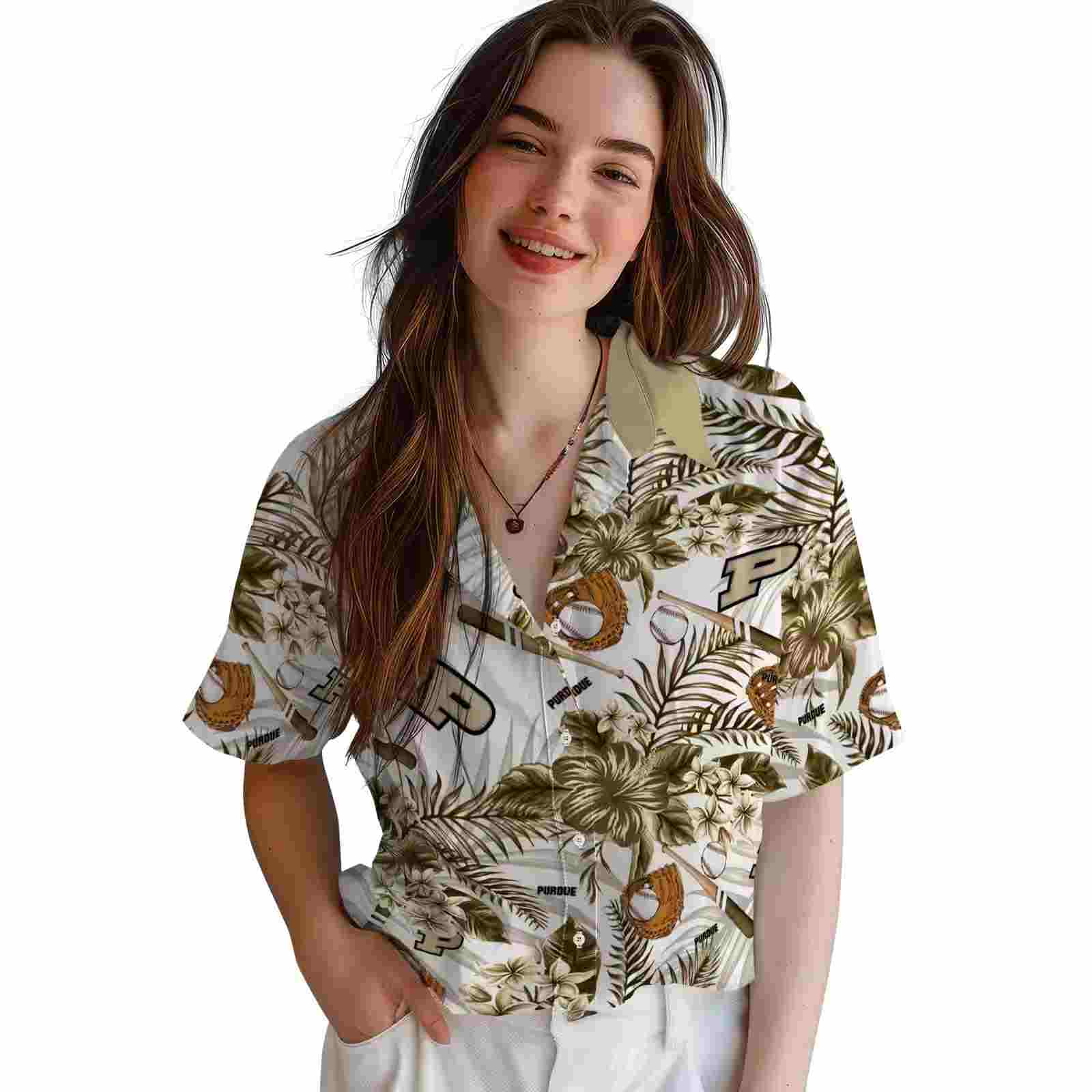 custom purdue boilermakers floral baseball gold white hawaiian shirt latest model