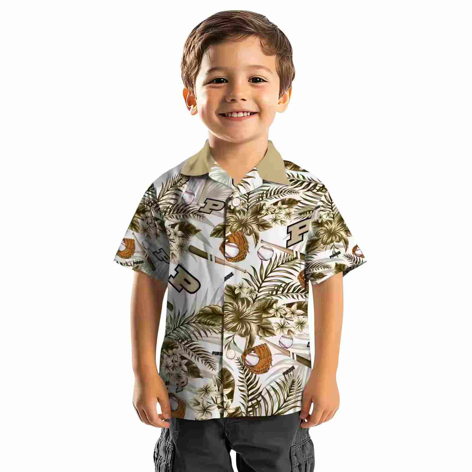 custom purdue boilermakers floral baseball gold white hawaiian shirt top rated