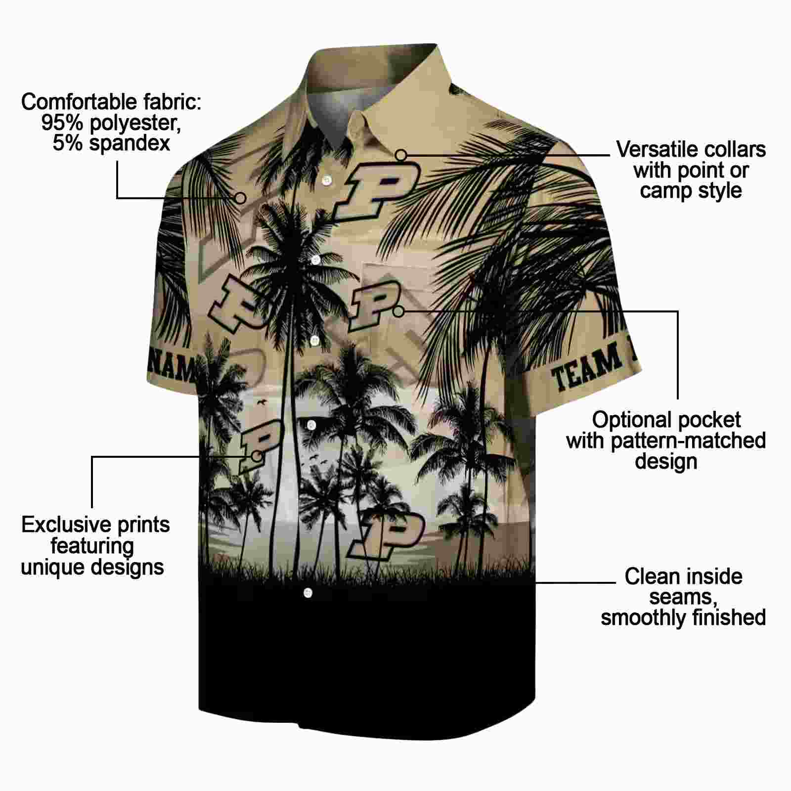 custom purdue boilermakers sunset scene gold black hawaiian shirt new arrival