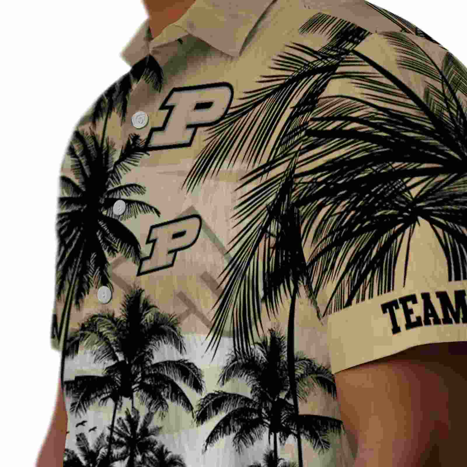 custom purdue boilermakers sunset scene gold black hawaiian shirt trendy