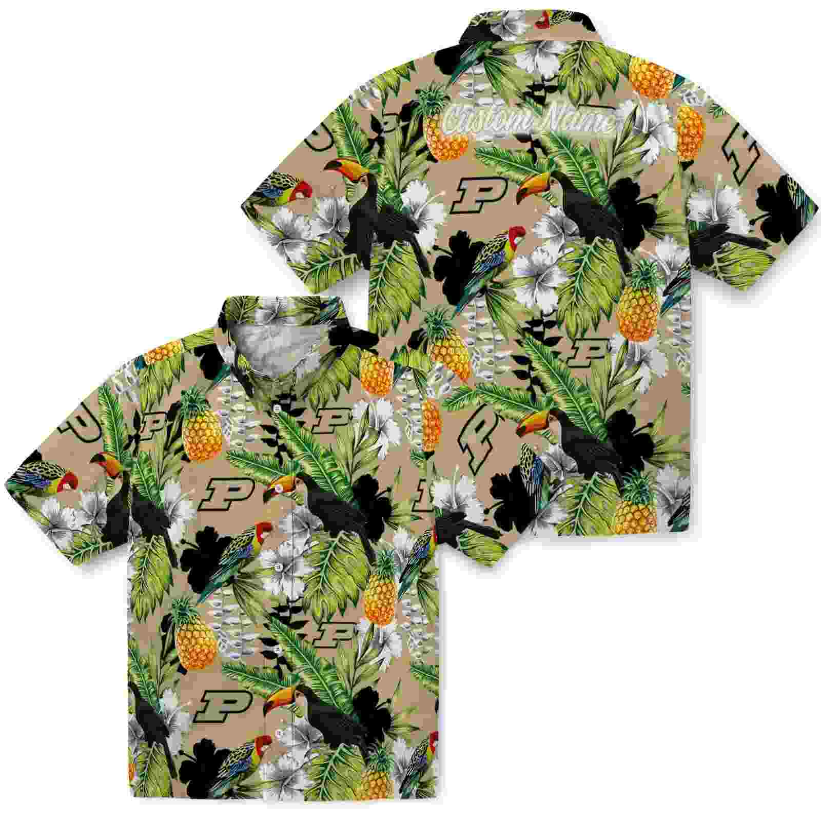 custom purdue boilermakers tropical toucan gold green hawaiian shirt high quality