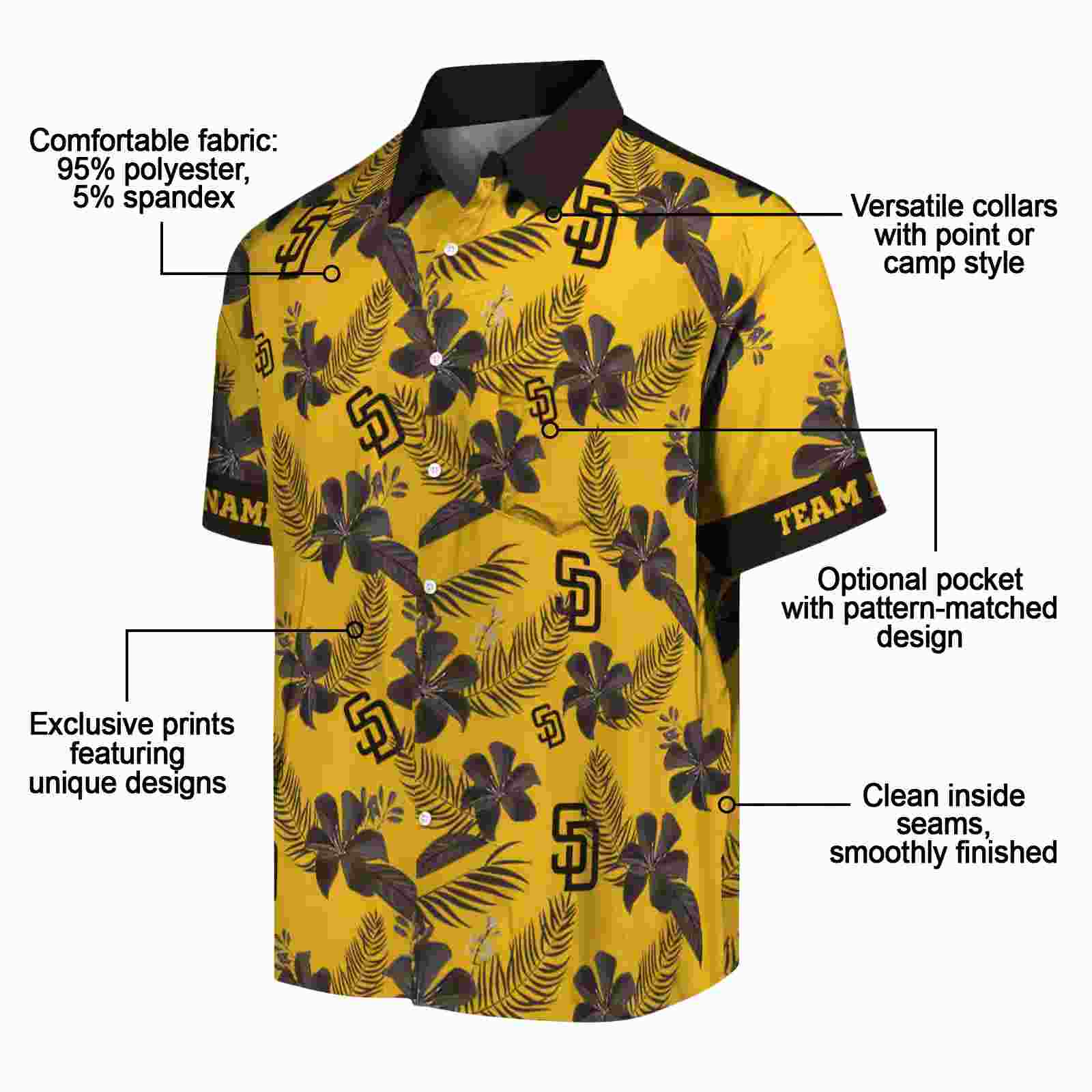 custom san diego padres botanical print gold hawaiian shirt new arrival