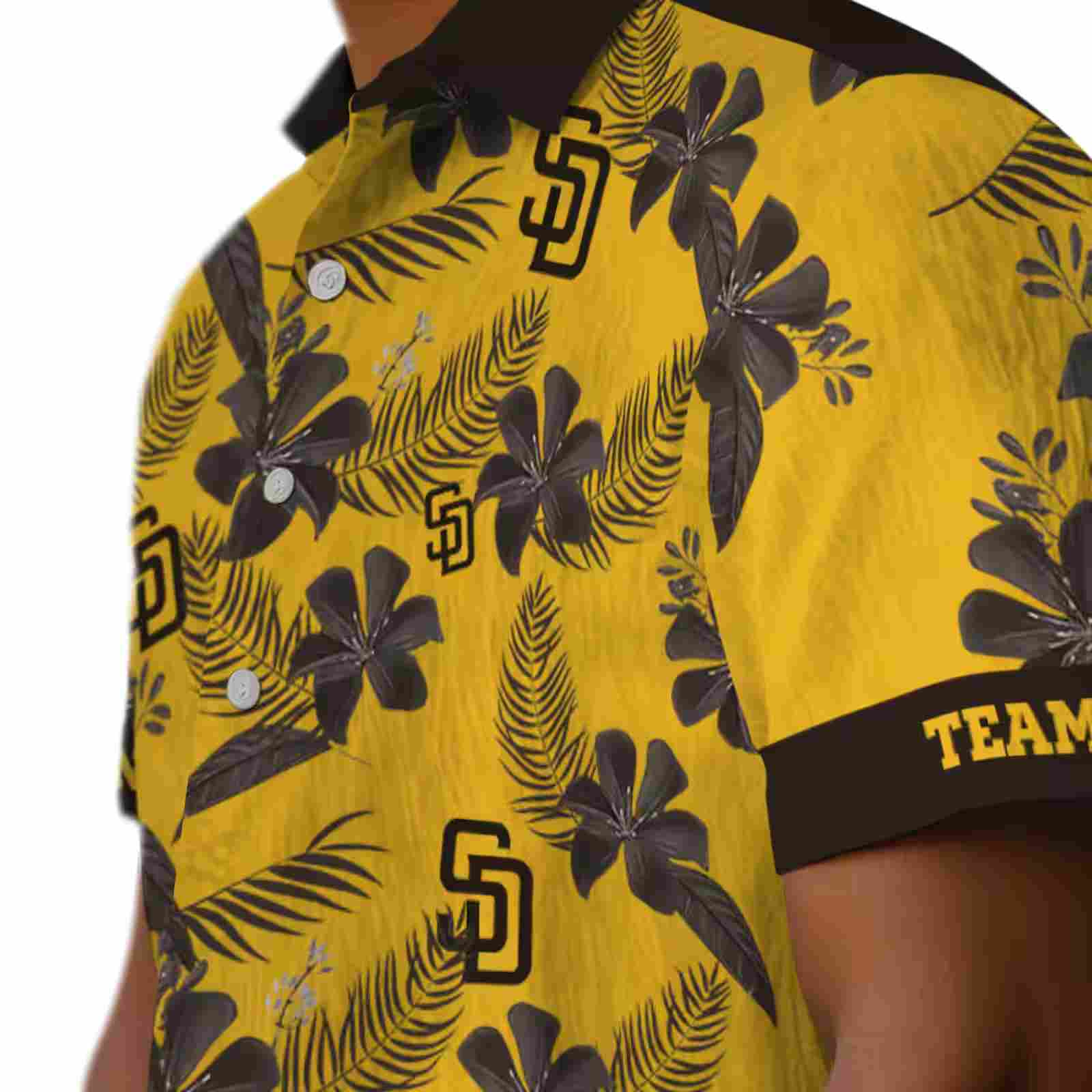 custom san diego padres botanical print gold hawaiian shirt trendy