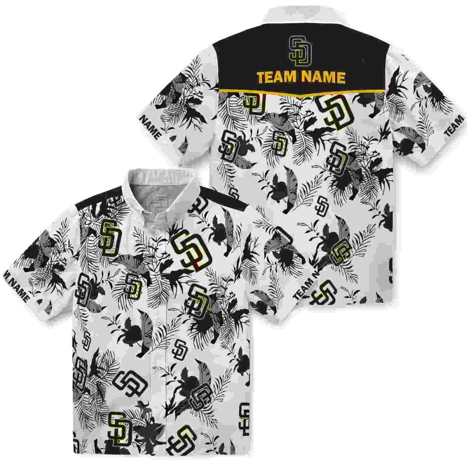 custom san diego padres botanical theme brown white hawaiian shirt high quality