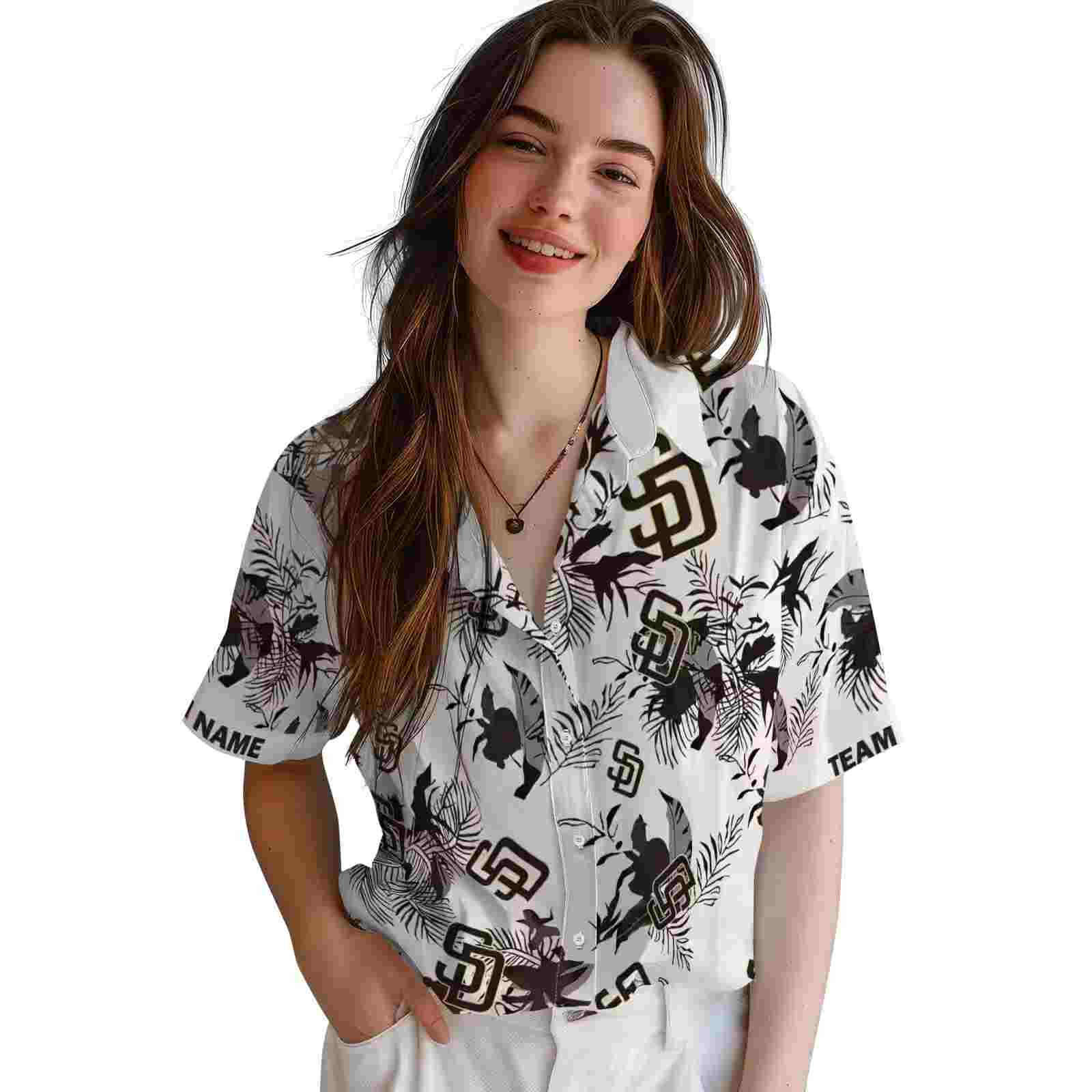 custom san diego padres botanical theme brown white hawaiian shirt latest model