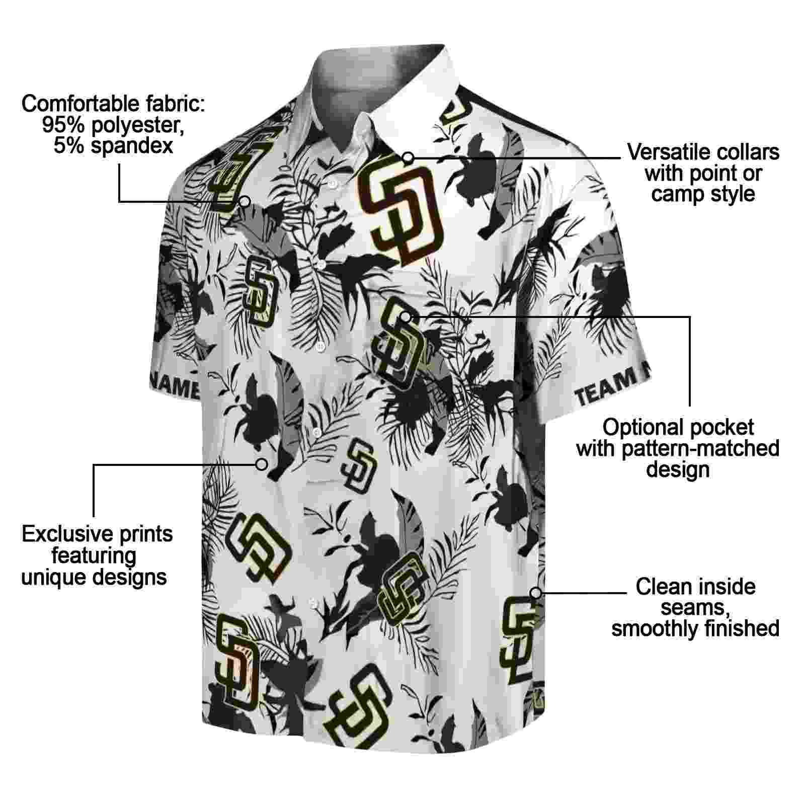 custom san diego padres botanical theme brown white hawaiian shirt new arrival