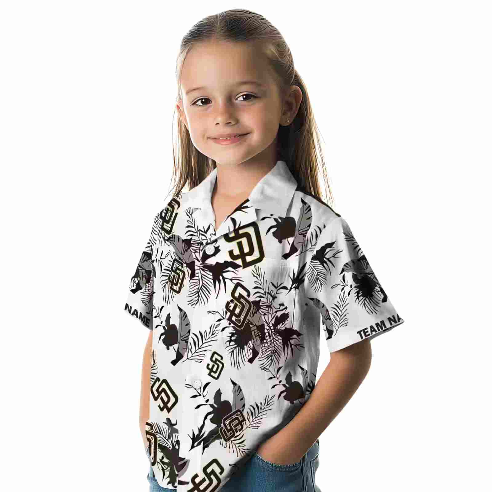 custom san diego padres botanical theme brown white hawaiian shirt premium grade