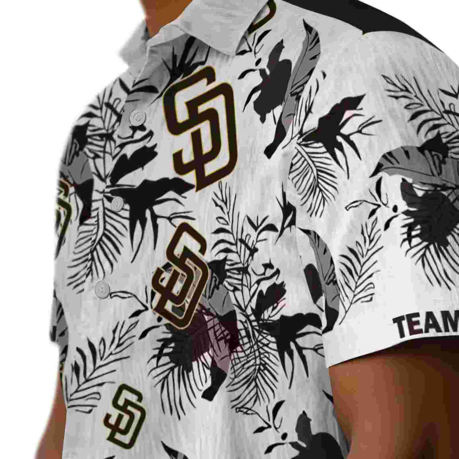 custom san diego padres botanical theme brown white hawaiian shirt trendy