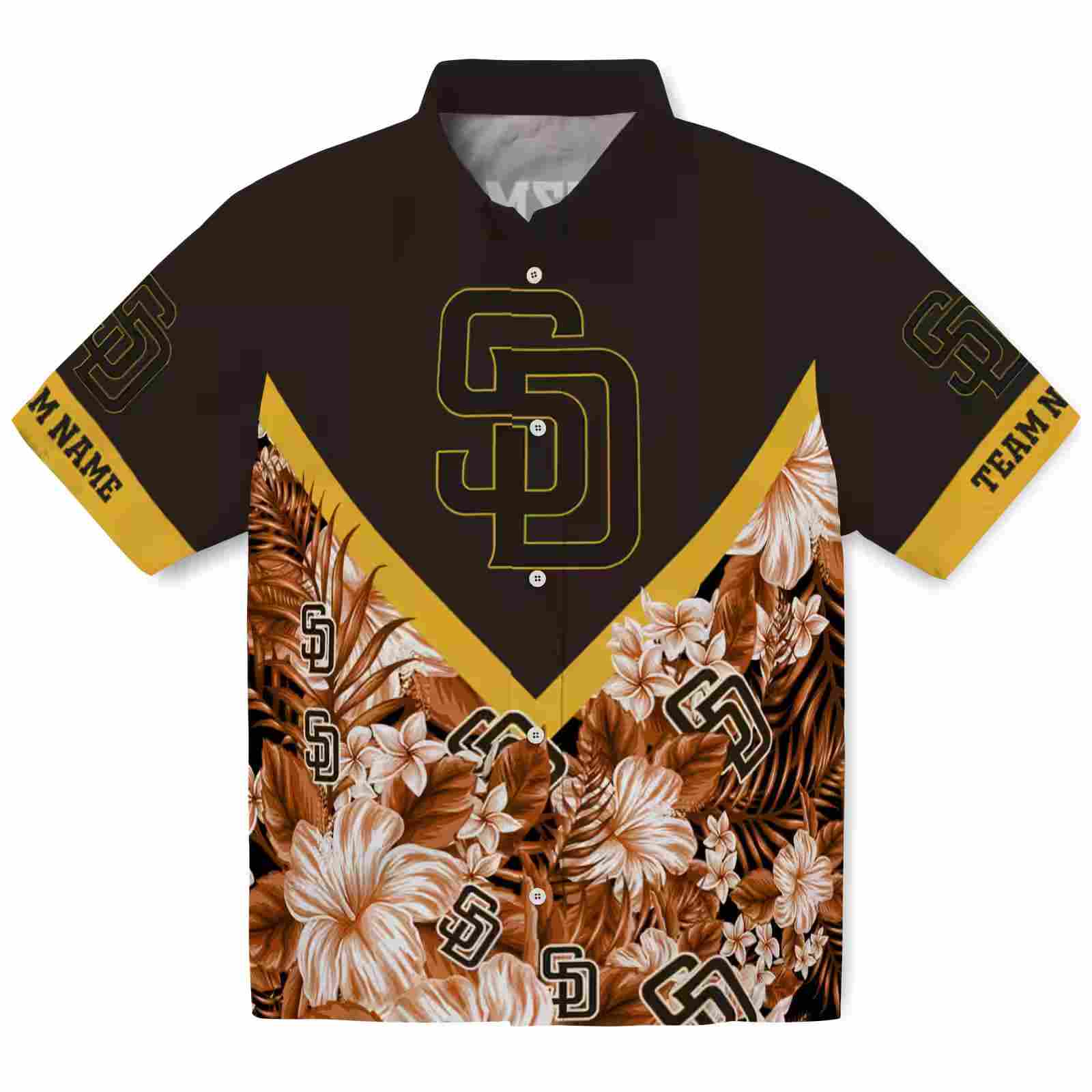 Custom San Diego Padres Floral Chevron Brown Hawaiian Shirt