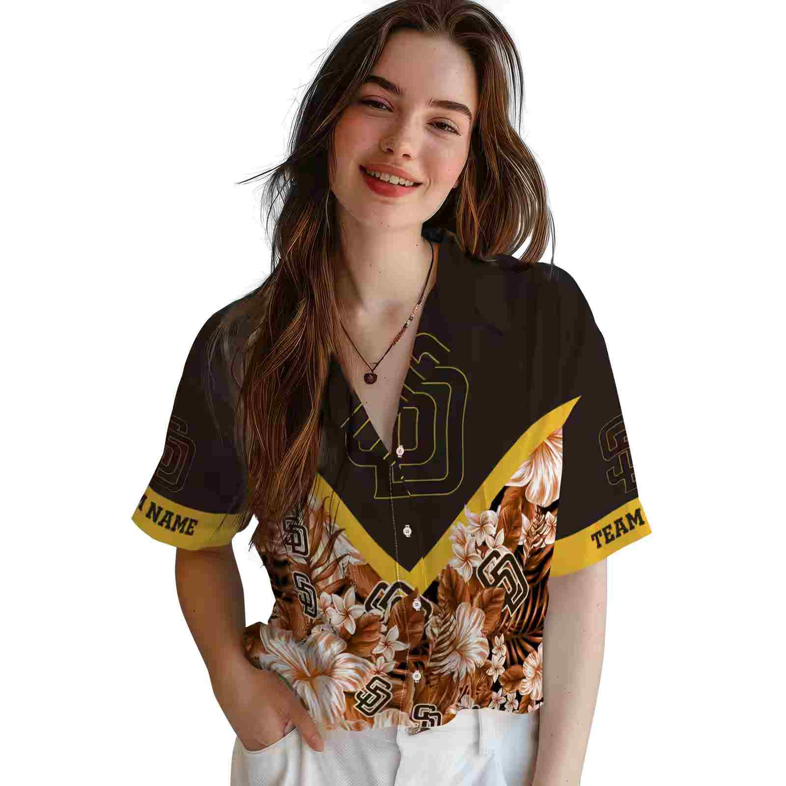 custom san diego padres floral chevron brown hawaiian shirt latest model