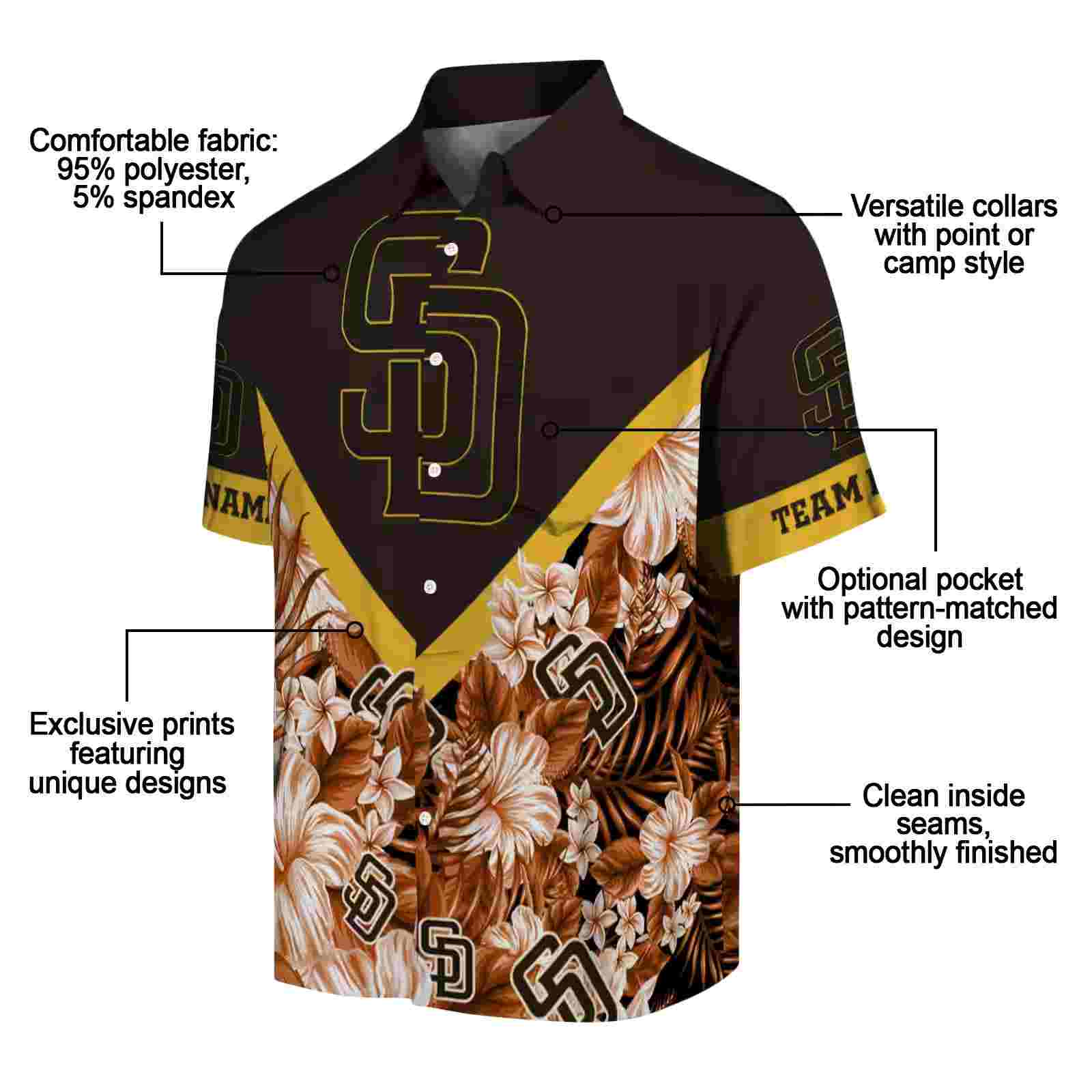 custom san diego padres floral chevron brown hawaiian shirt new arrival