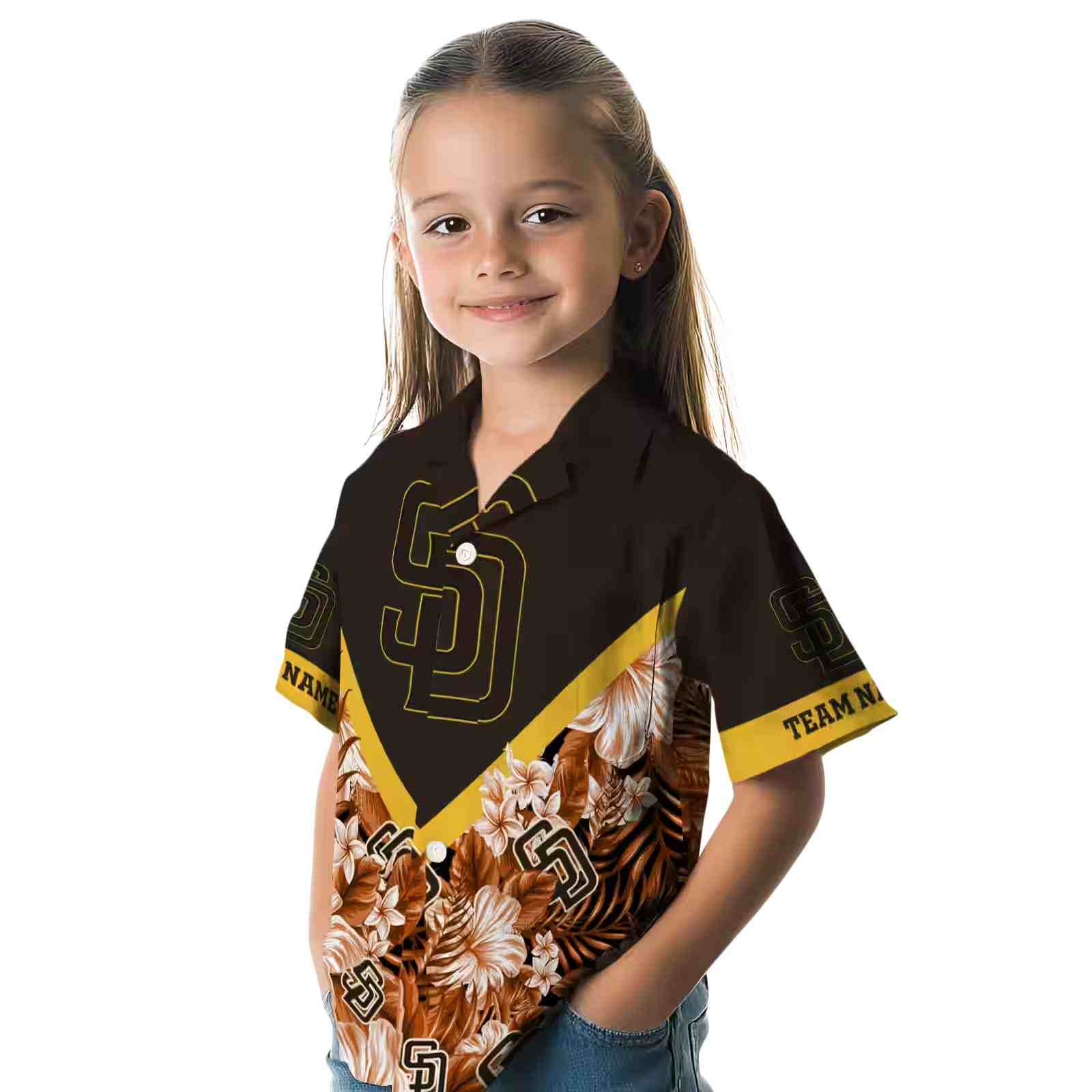 custom san diego padres floral chevron brown hawaiian shirt premium grade