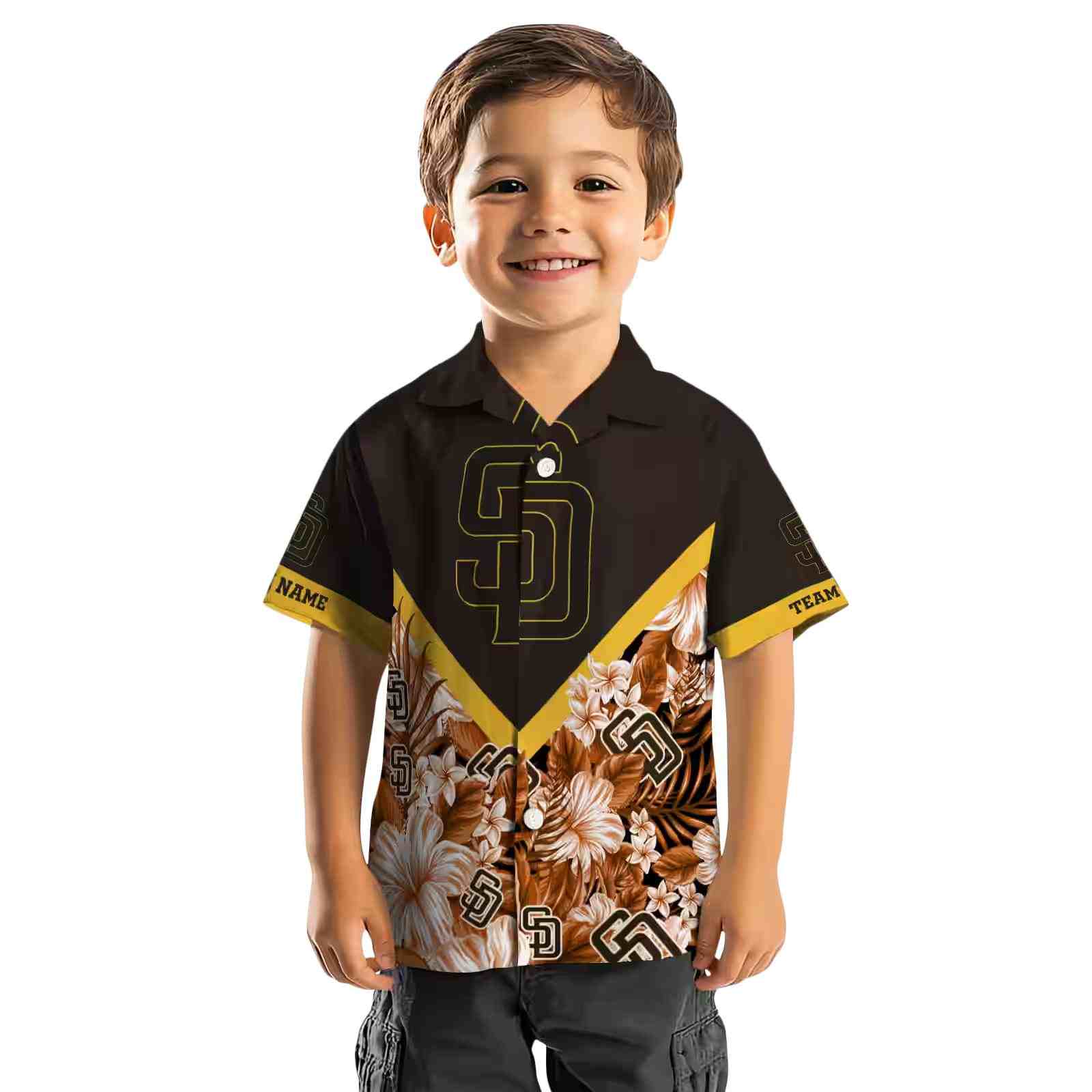 custom san diego padres floral chevron brown hawaiian shirt top rated