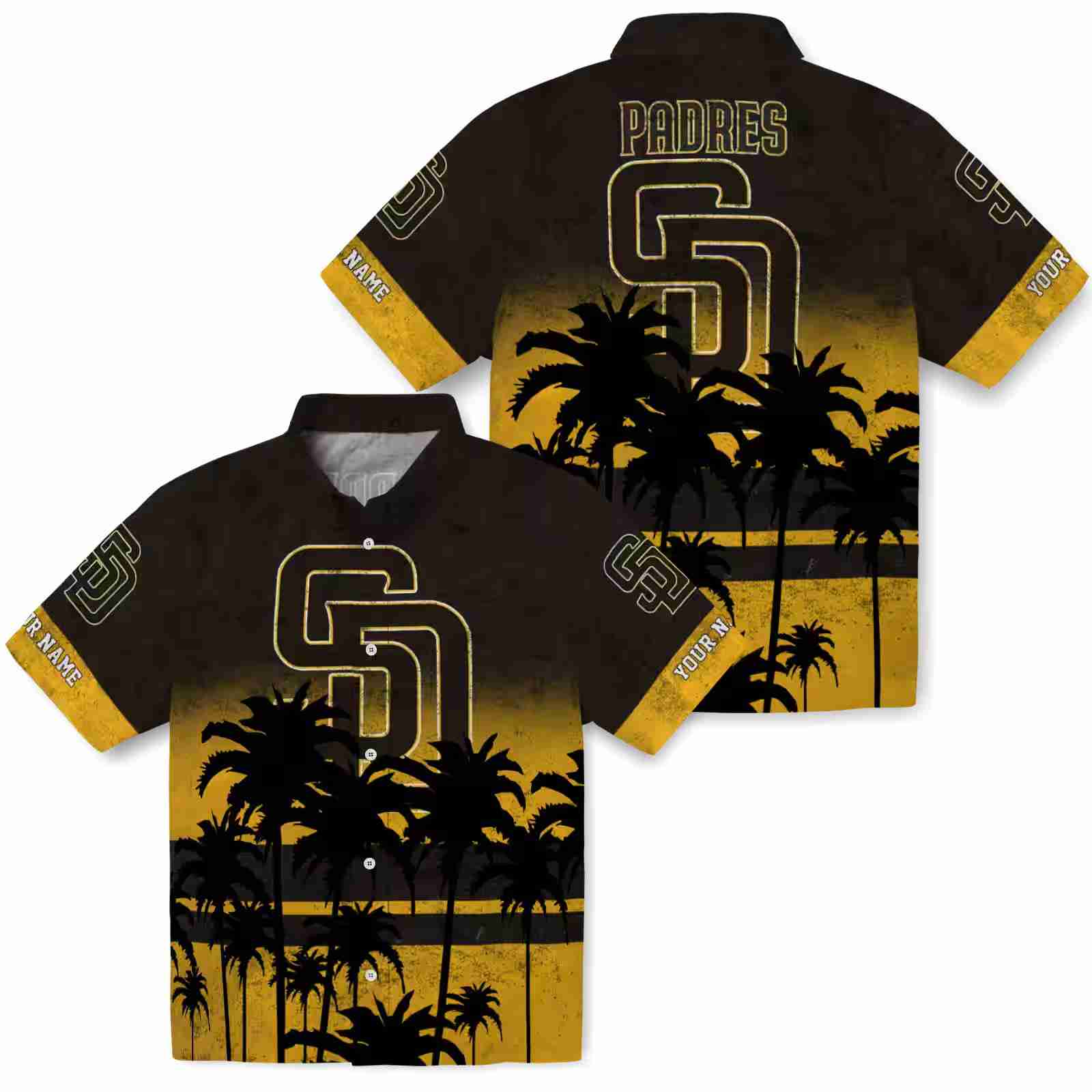 custom san diego padres sunset pattern brown black hawaiian shirt high quality