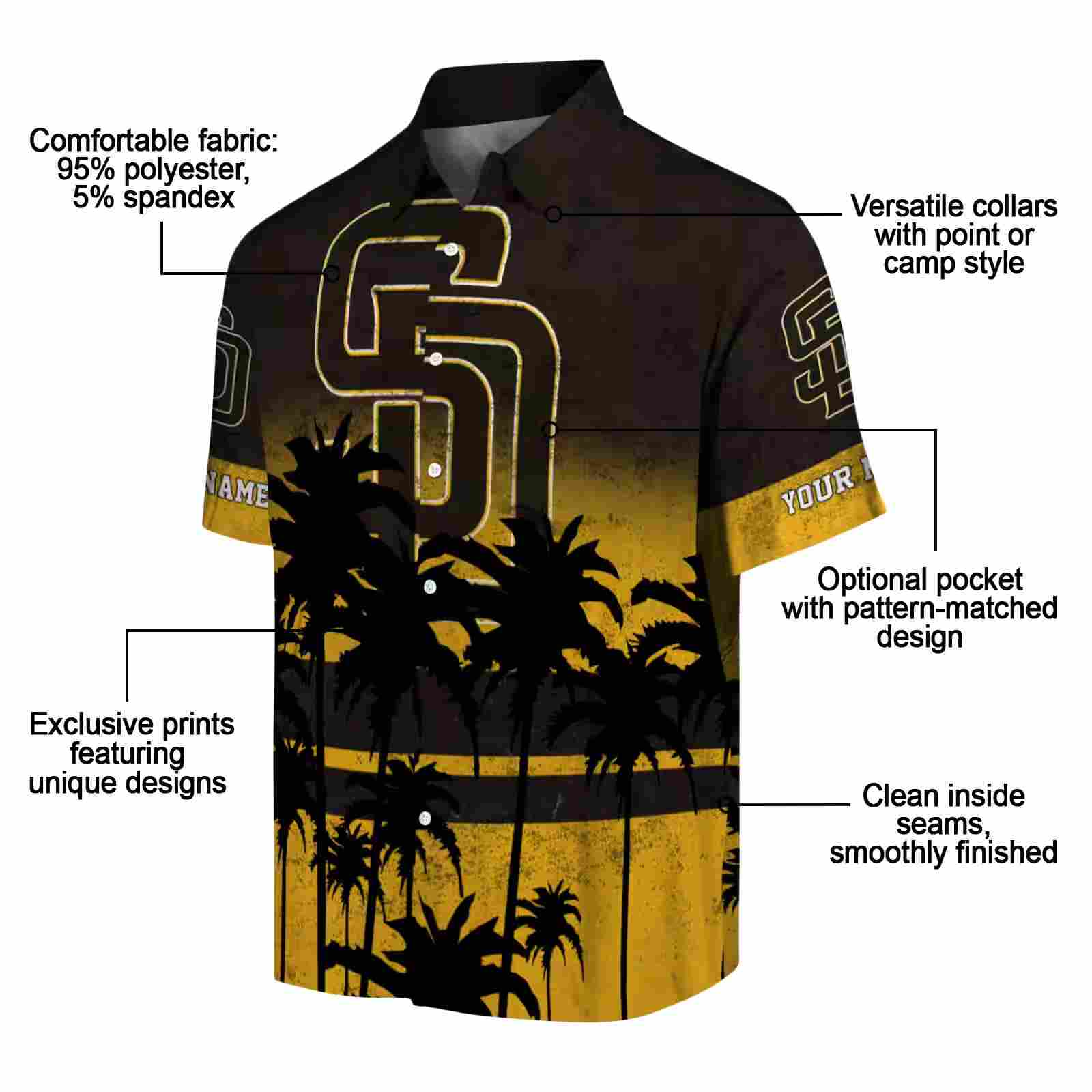 custom san diego padres sunset pattern brown black hawaiian shirt new arrival