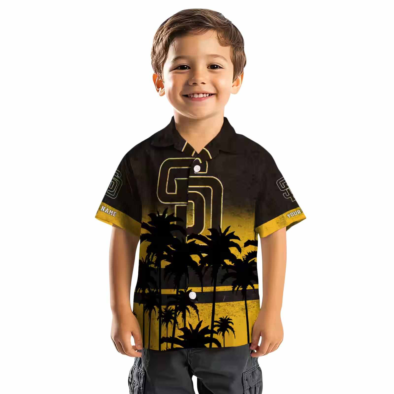 custom san diego padres sunset pattern brown black hawaiian shirt top rated