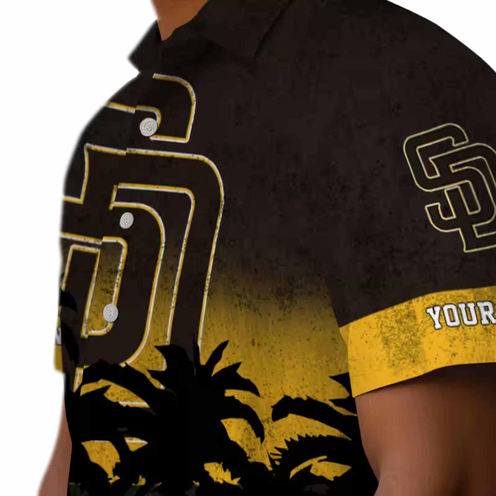 custom san diego padres sunset pattern brown black hawaiian shirt trendy