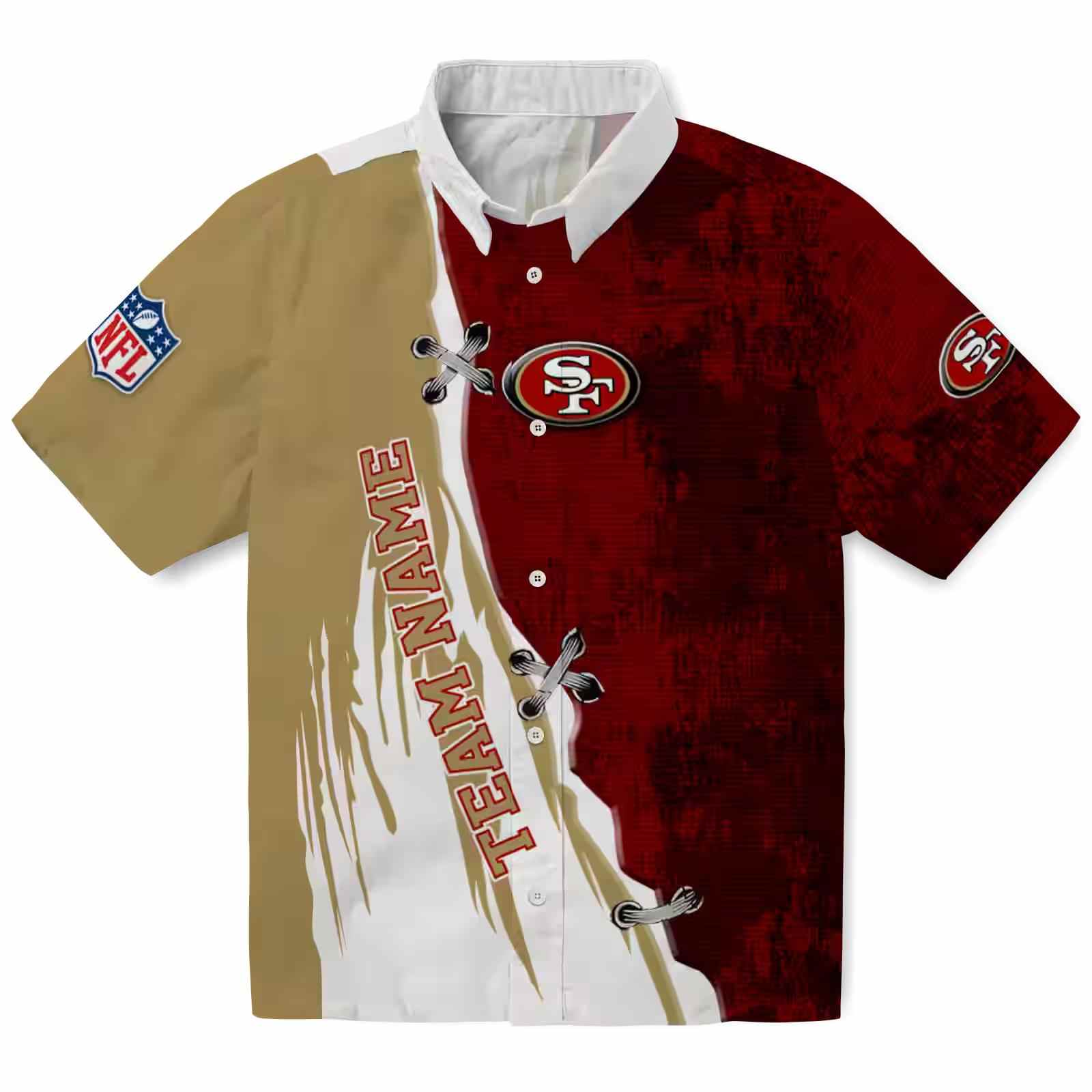 Custom San Francisco 49ers Edgy Streaks Red White Hawaiian Shirt