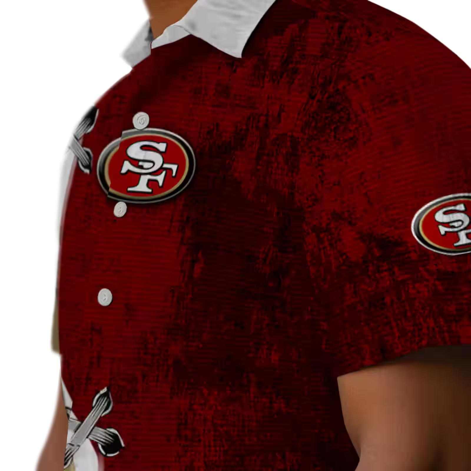 custom san francisco 49ers edgy streaks red white hawaiian shirt trendy