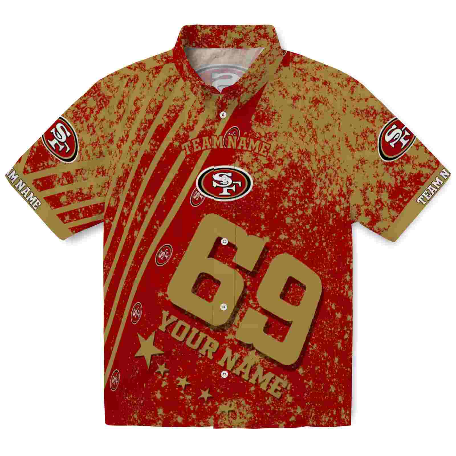 Custom San Francisco 49ers Star Stripes Red Hawaiian Shirt