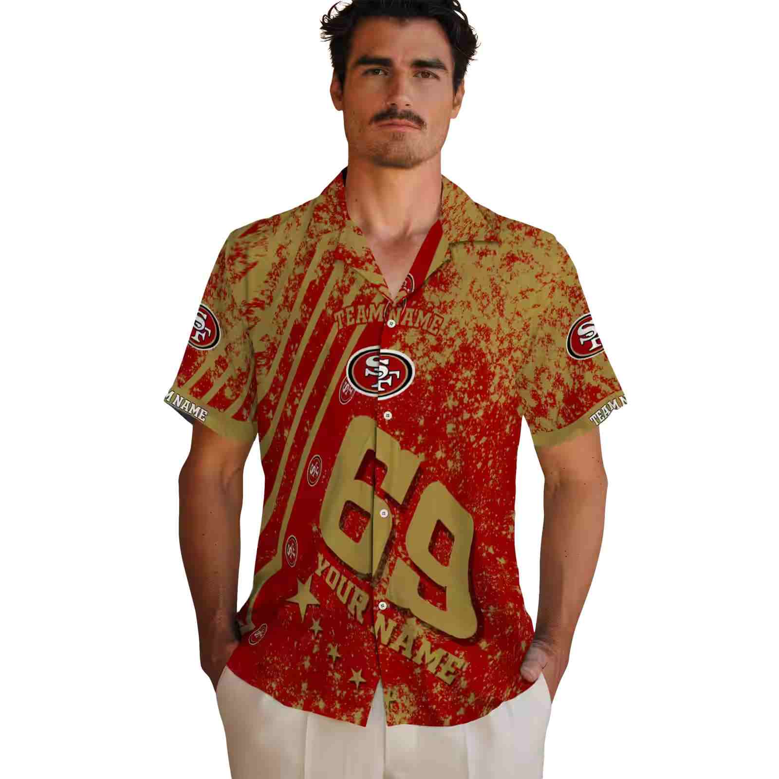 custom san francisco 49ers star stripes red hawaiian shirt fashion forward