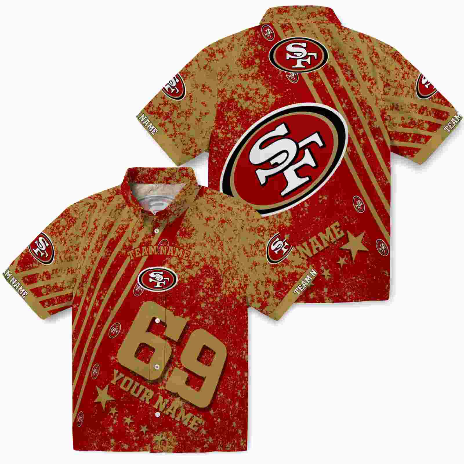 custom san francisco 49ers star stripes red hawaiian shirt high quality