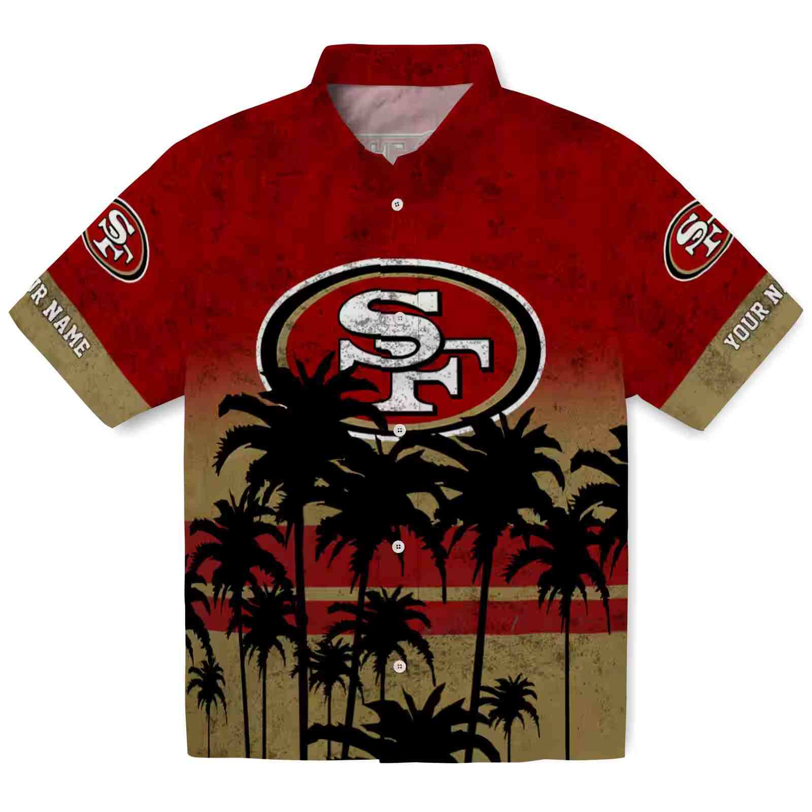 Custom San Francisco 49ers Sunset Pattern Red Black Hawaiian Shirt