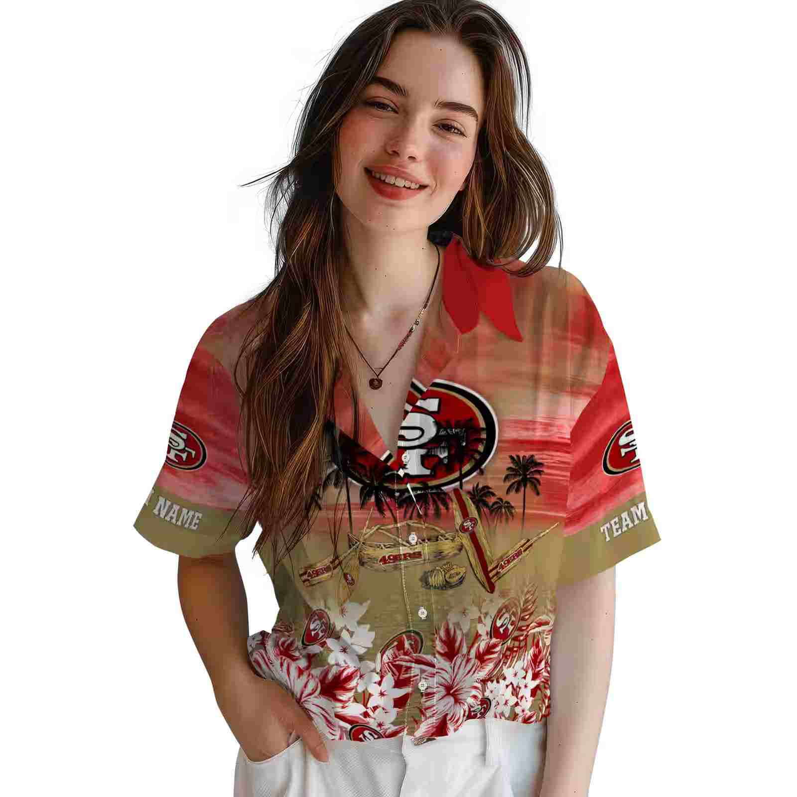 custom san francisco 49ers tropical canoe red hawaiian shirt latest model