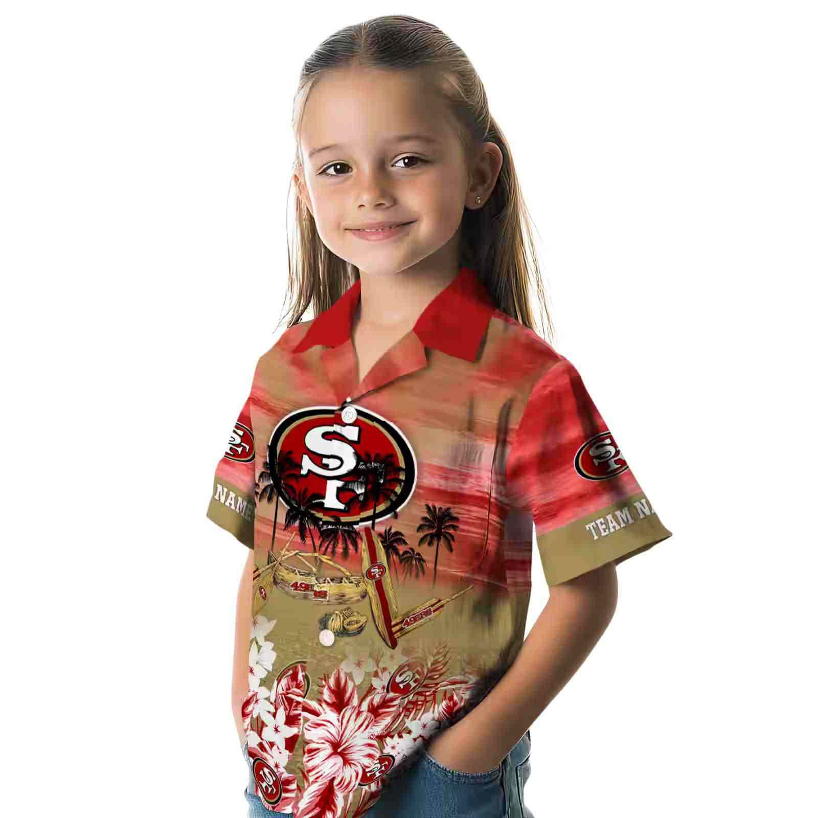 custom san francisco 49ers tropical canoe red hawaiian shirt premium grade