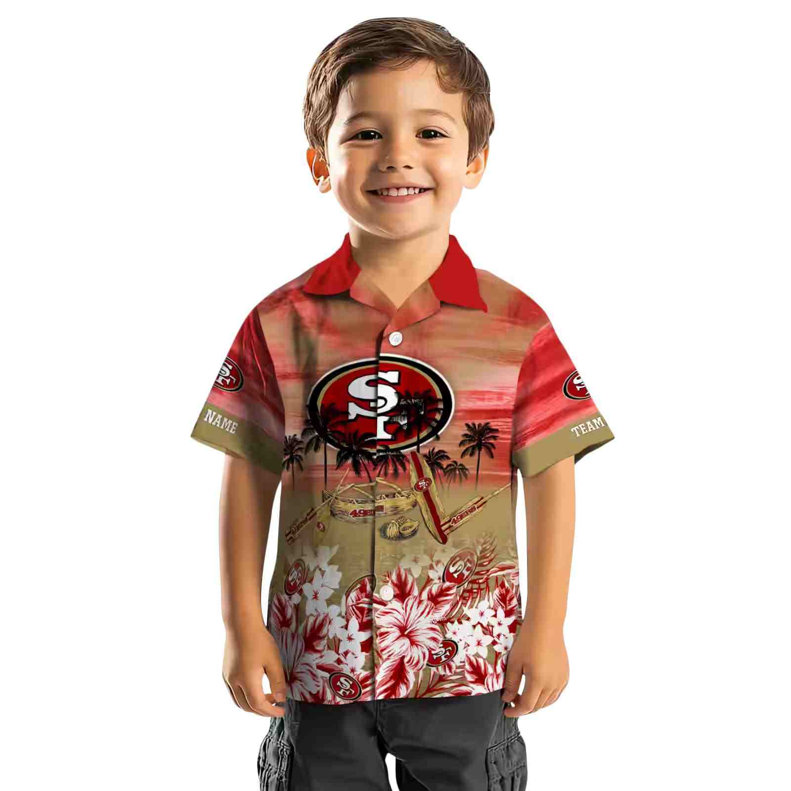 custom san francisco 49ers tropical canoe red hawaiian shirt top rated