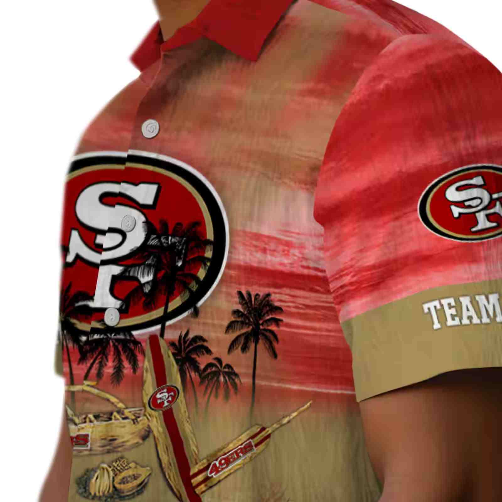 custom san francisco 49ers tropical canoe red hawaiian shirt trendy