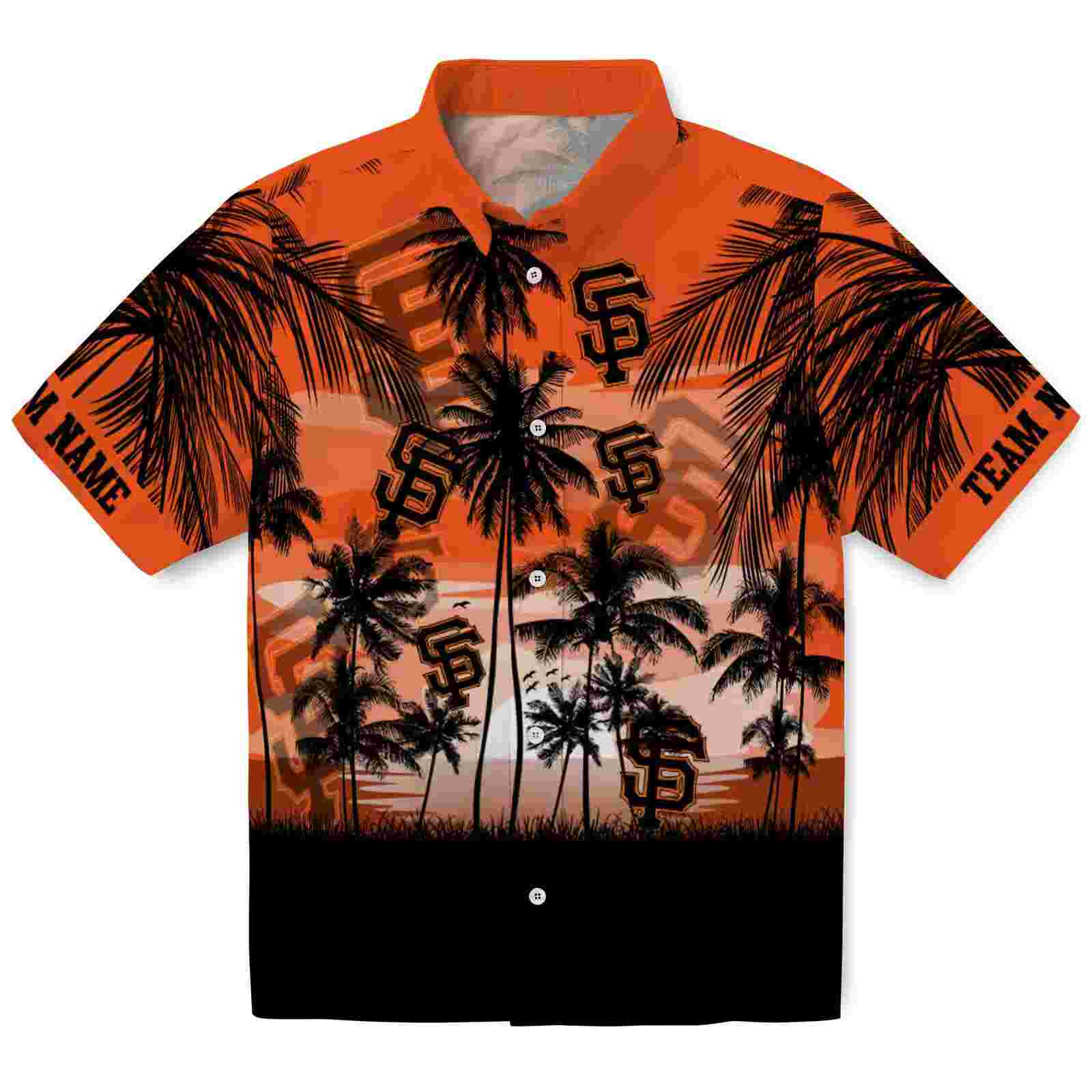 Custom San Francisco Giants Sunset Scene Orange Black Hawaiian Shirt