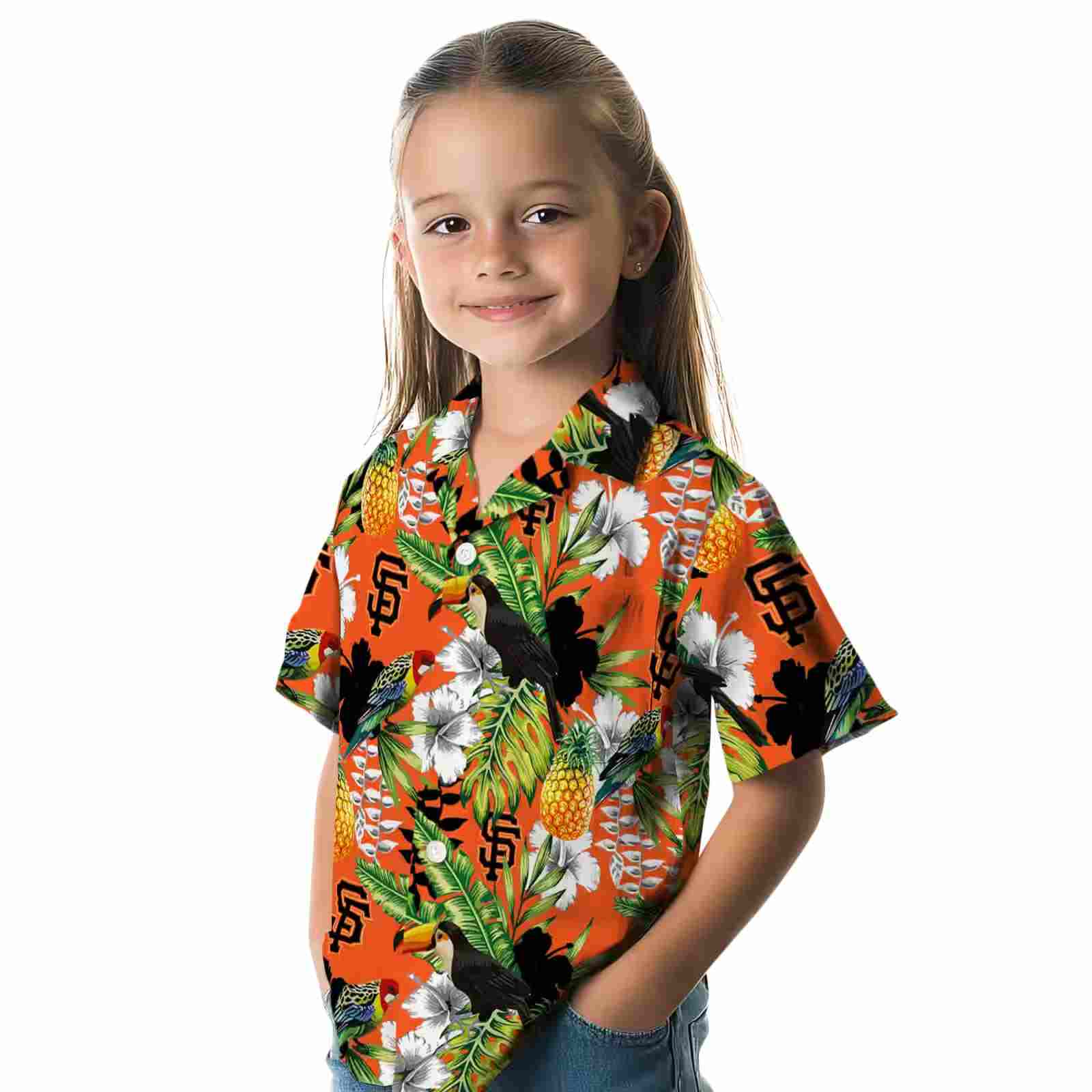 custom san francisco giants tropical toucan orange green hawaiian shirt premium grade