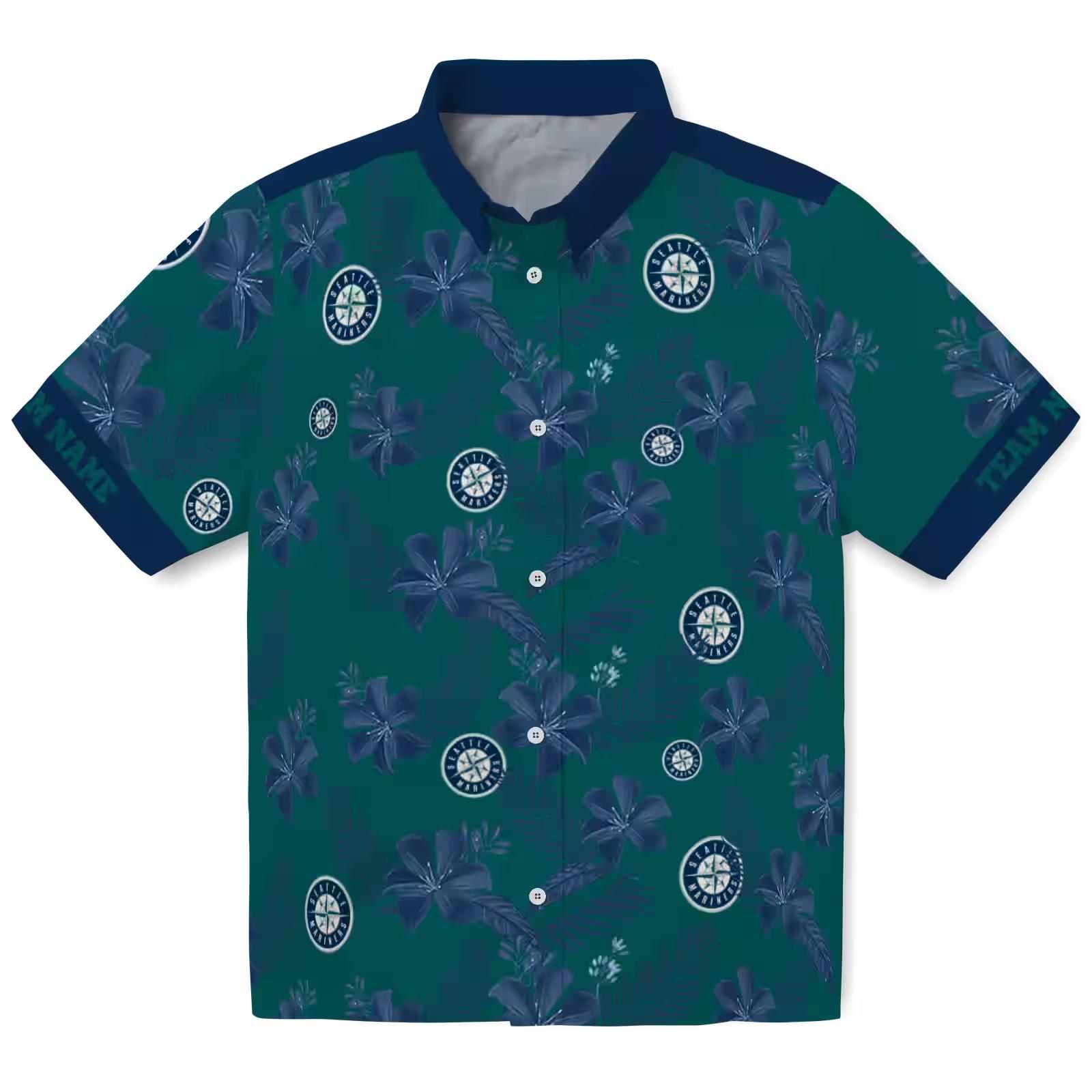 Custom Seattle Mariners Botanical Print Green Hawaiian Shirt