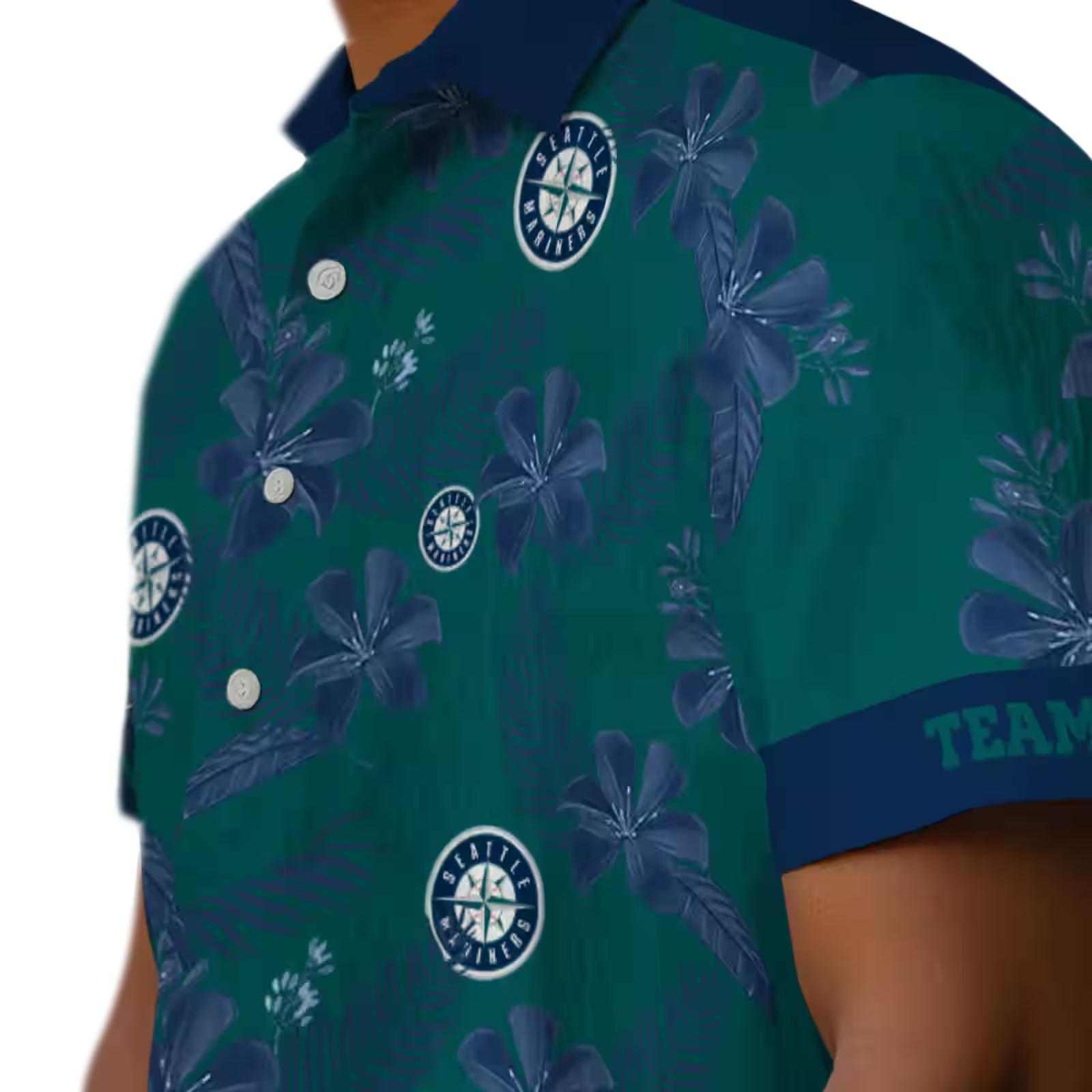 custom seattle mariners botanical print green hawaiian shirt trendy