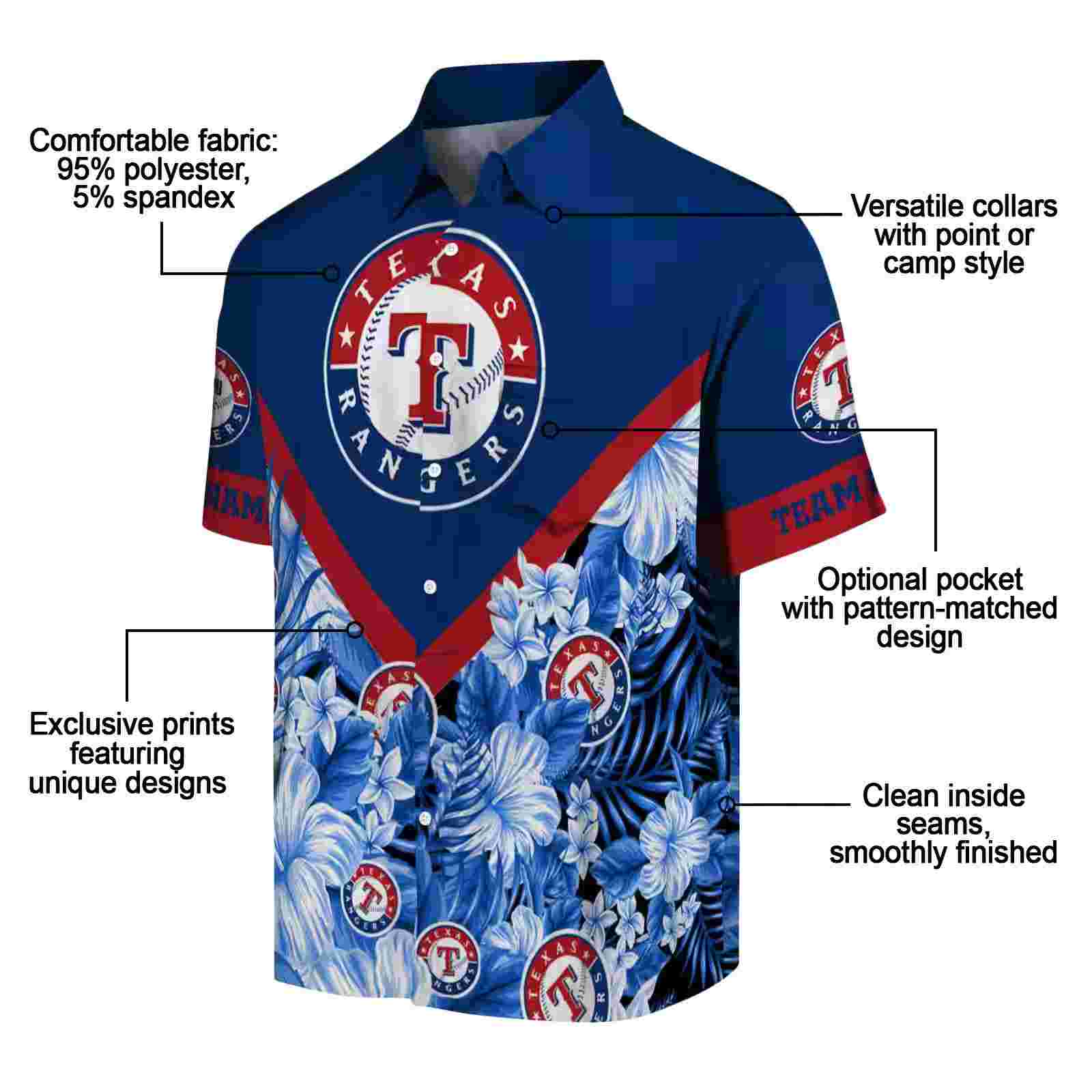 custom texas rangers floral chevron blue hawaiian shirt new arrival