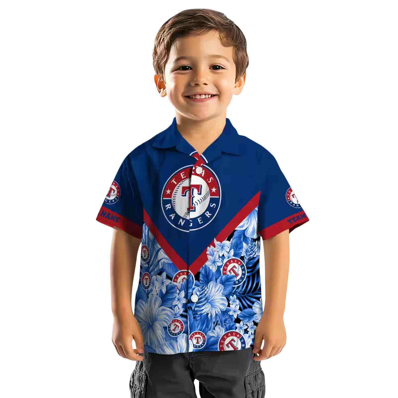 custom texas rangers floral chevron blue hawaiian shirt top rated