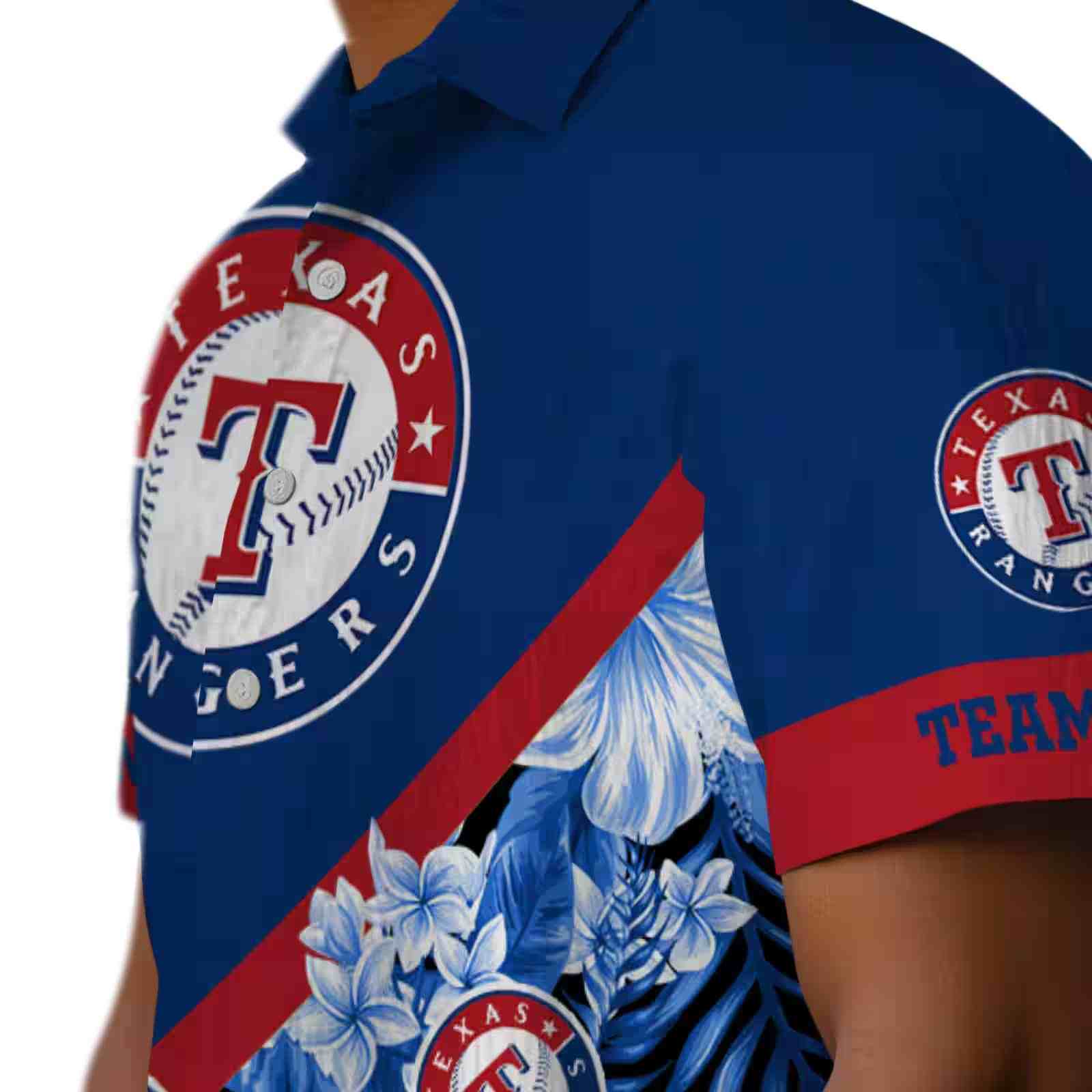 custom texas rangers floral chevron blue hawaiian shirt trendy