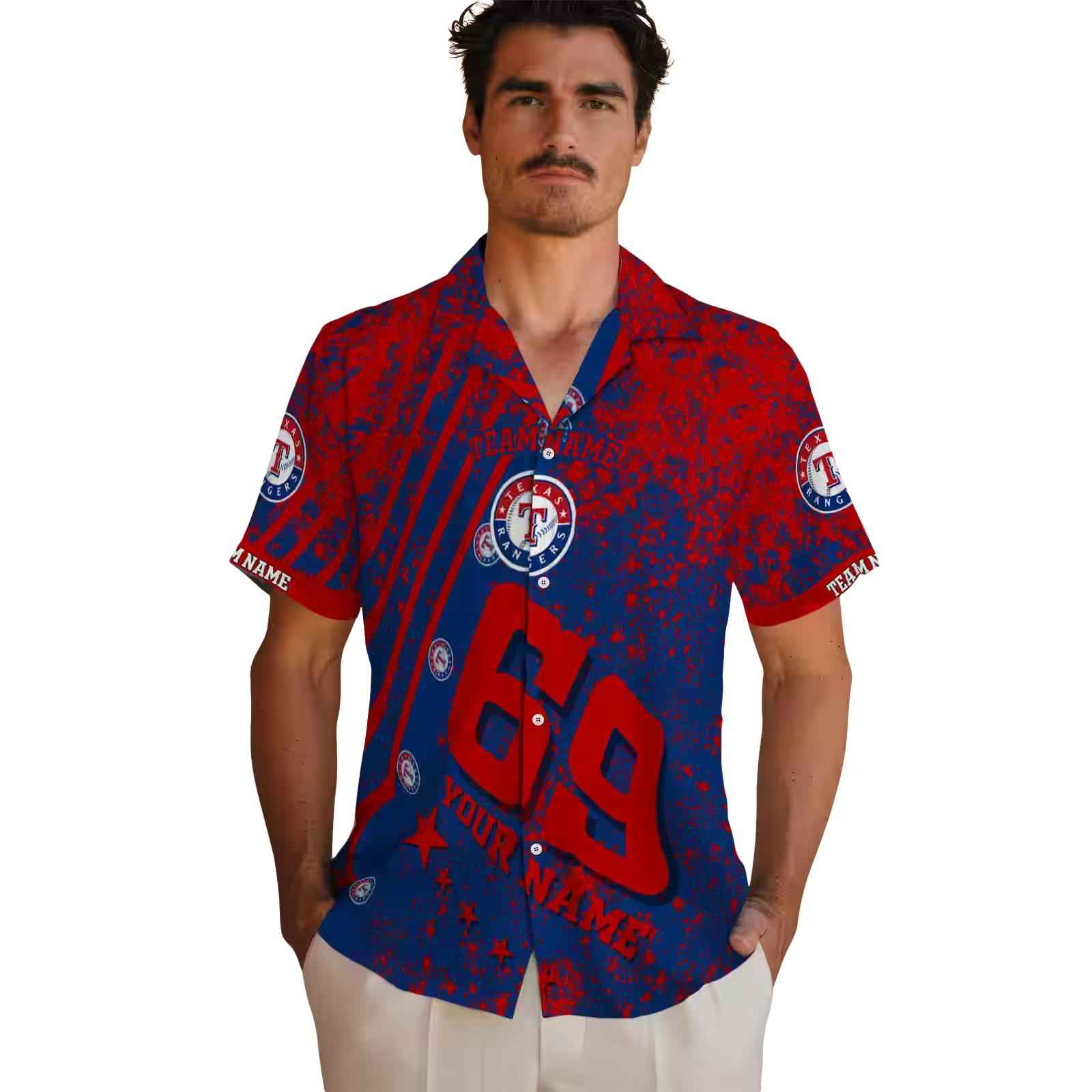 custom texas rangers star stripes blue hawaiian shirt fashion forward